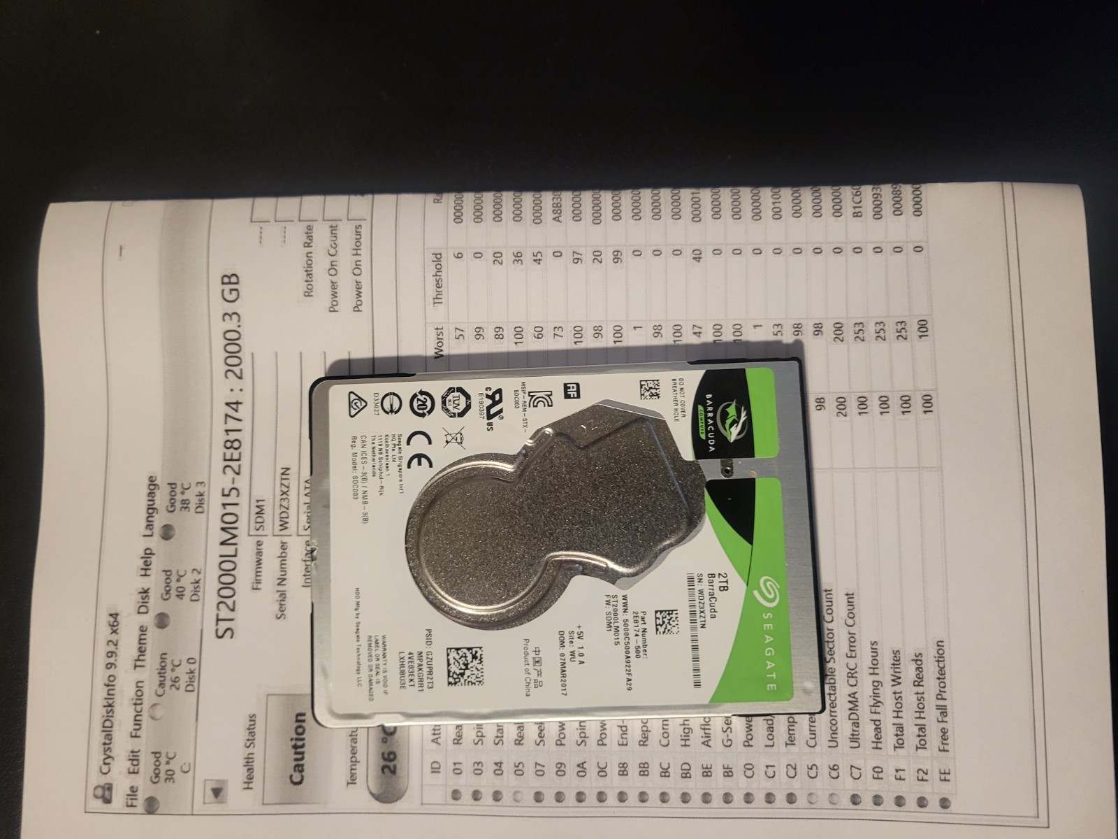 Seagate 2TB SATA 2.5" HDD ST2000LM015 Barracuda **Donor Drive**