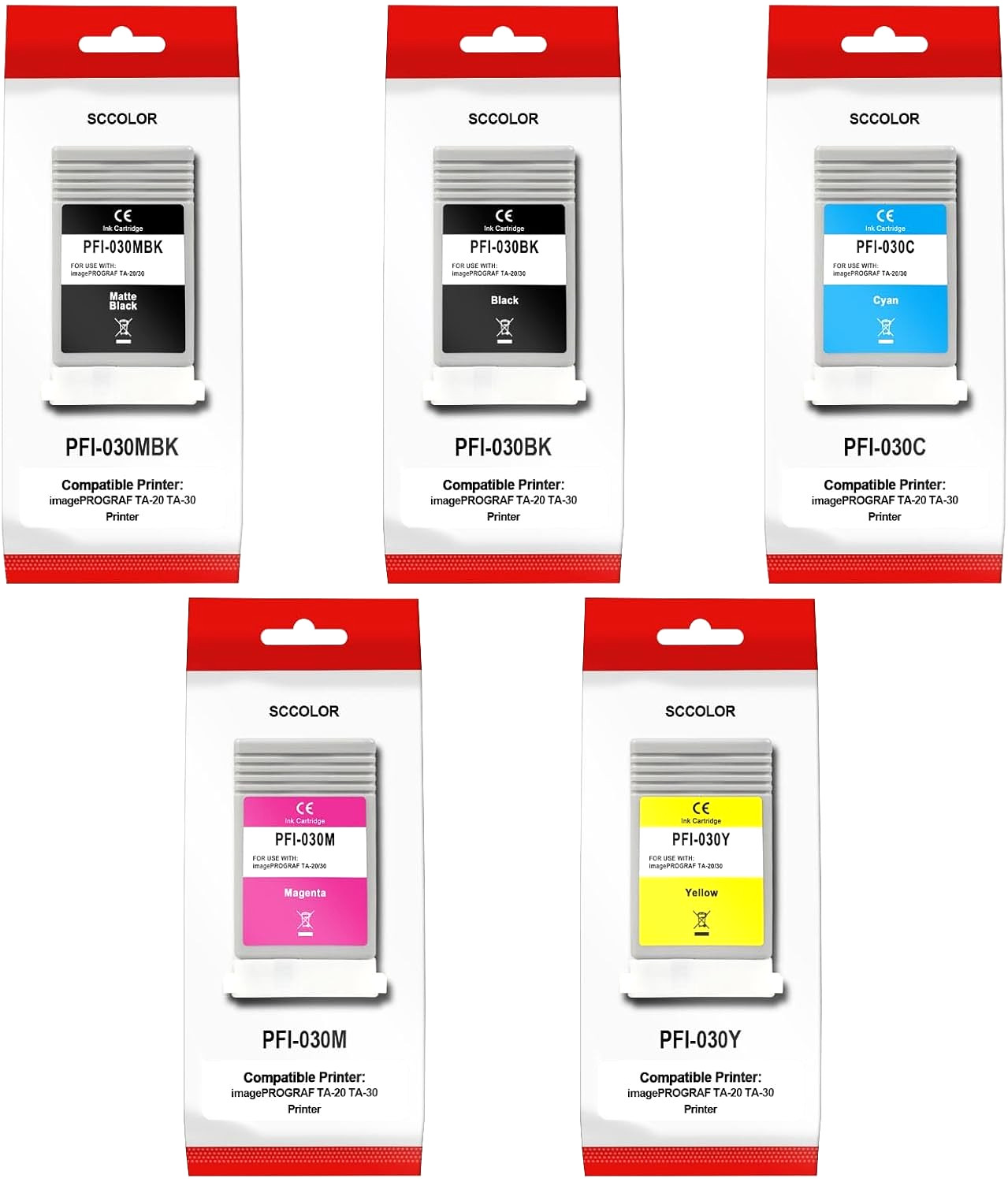 PFI-030 High-Yield Ink Cartridge Set for Canon imagePROGRAF TA-20 & TA-30 Series