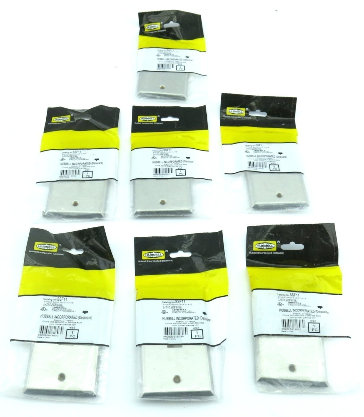 LOT OF 7 HUBBELL SSF11 1GANG 1 PORT STAINLESS STEEL PLATES BRAND NEW