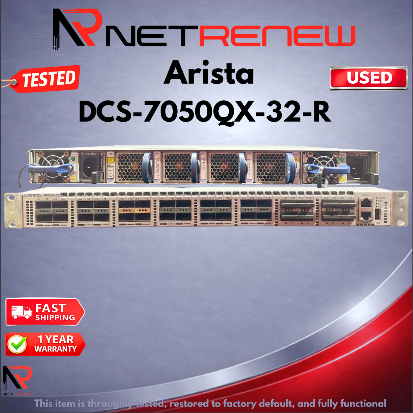 Arista DCS-7050QX-32-R 32xQSFP+ Switch Back to Front  Airflow