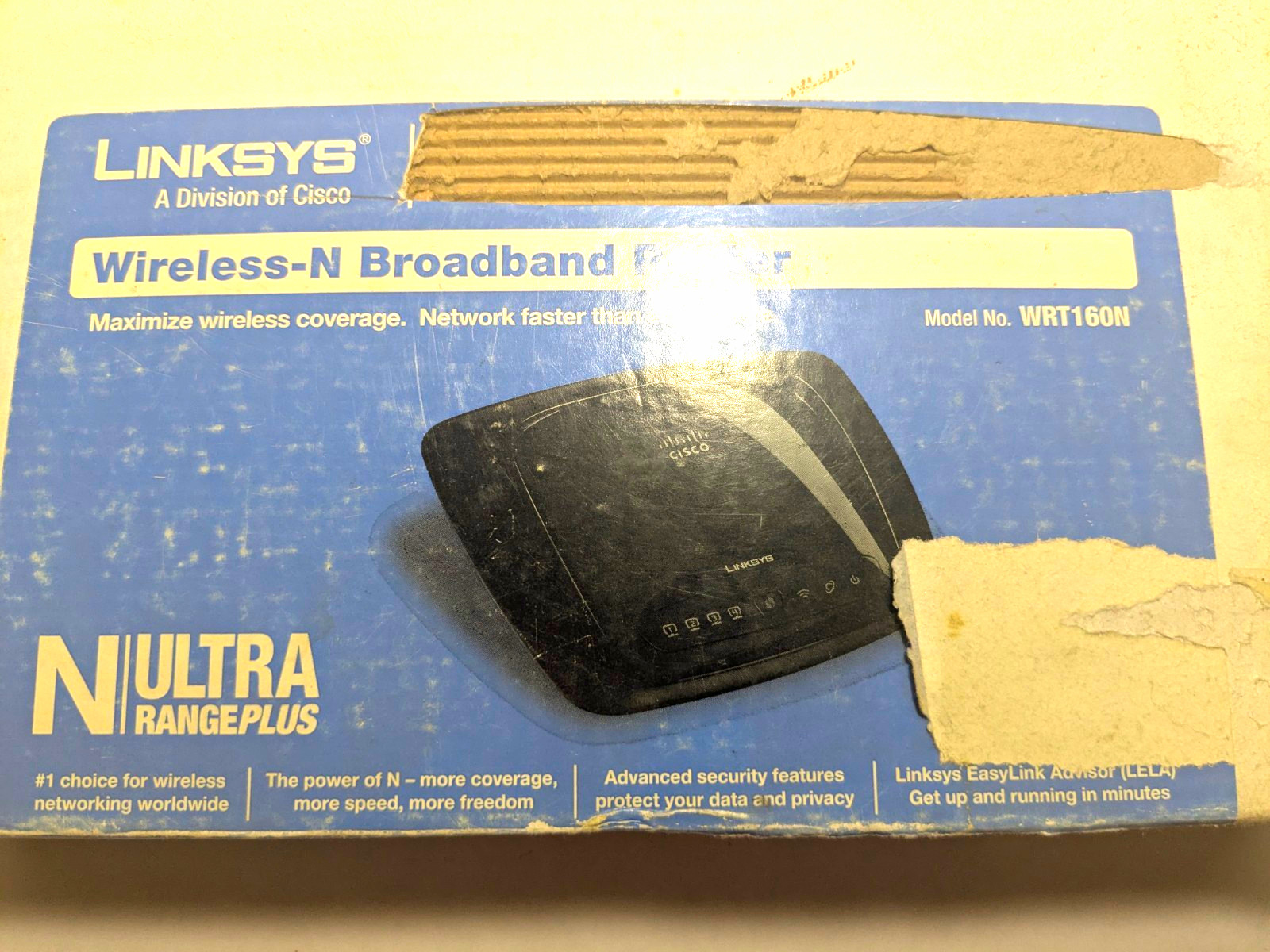 Linksys WRT160N Wireless-N Router 300 Mbps, 4-Port 10/100 Ethernet, Black