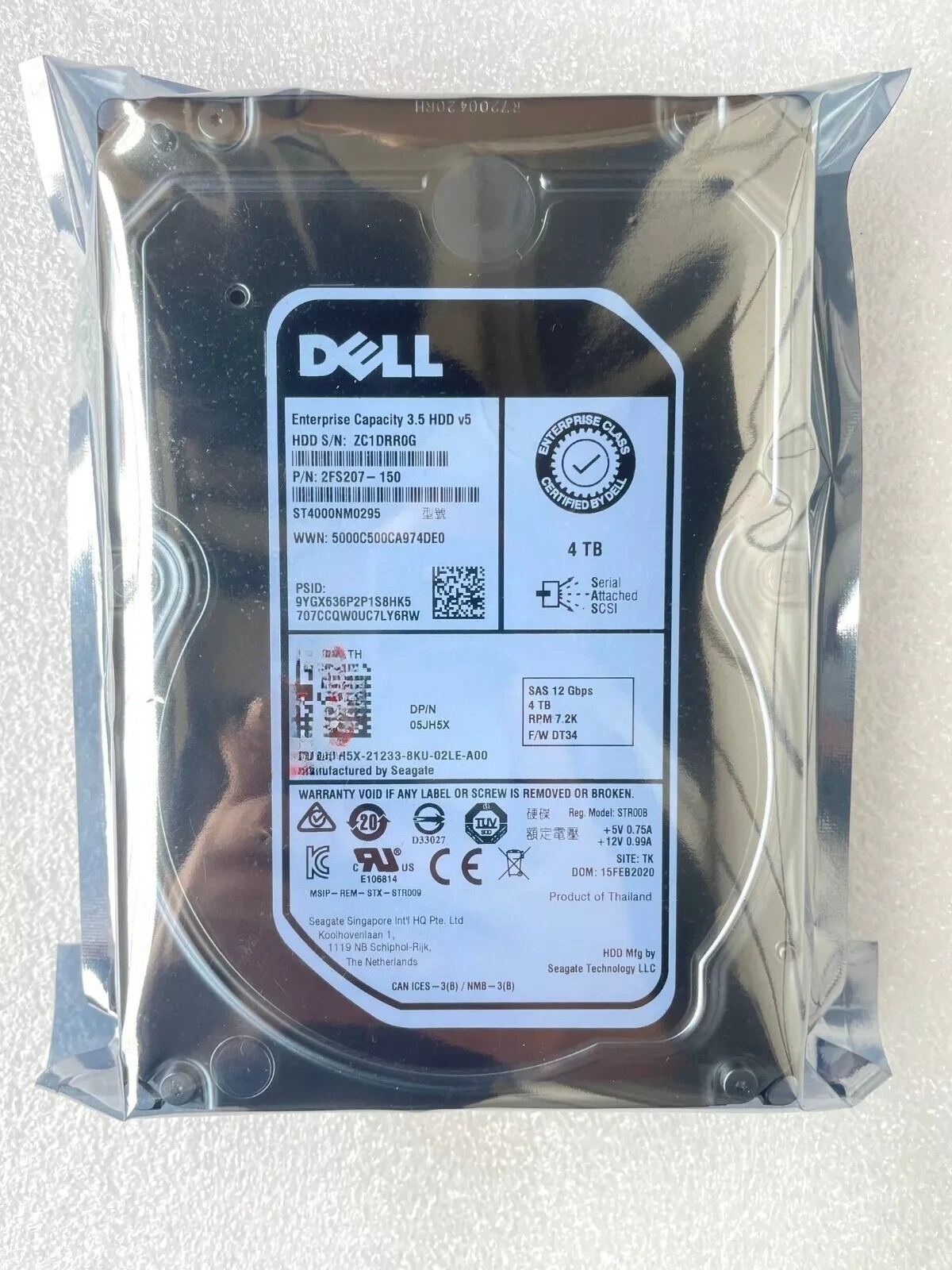 NEW ST4000NM0295 For DELL 4TB SAS 12Gb hard disk 05JH5X 5JH5X