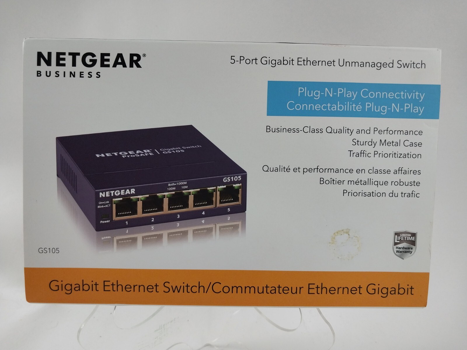 Netgear Business 5-Port Gigabit Ethernet Unmanaged Switch Plug-N-Play GS105 Used