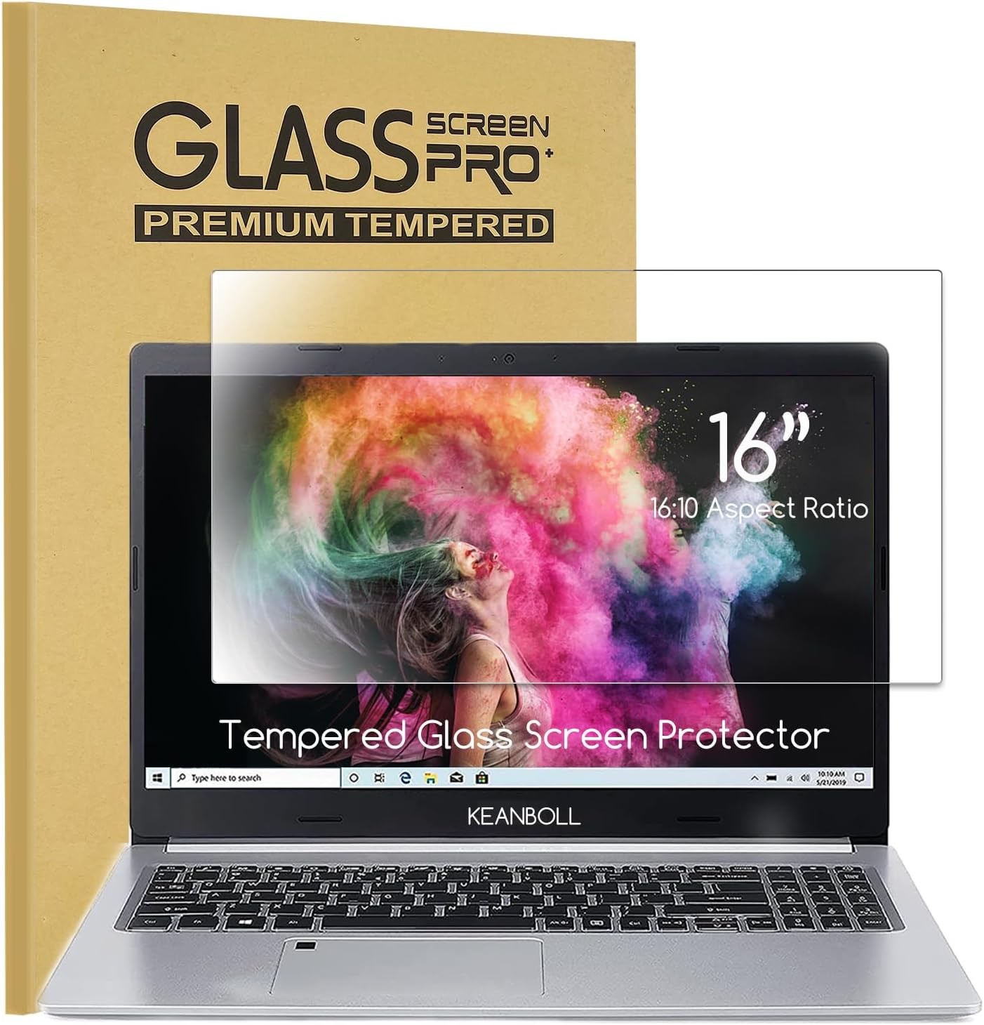 16-Inch Ultra Clear Tempered Glass Screen Protector for 16:10 Laptops HP/Dell/Le
