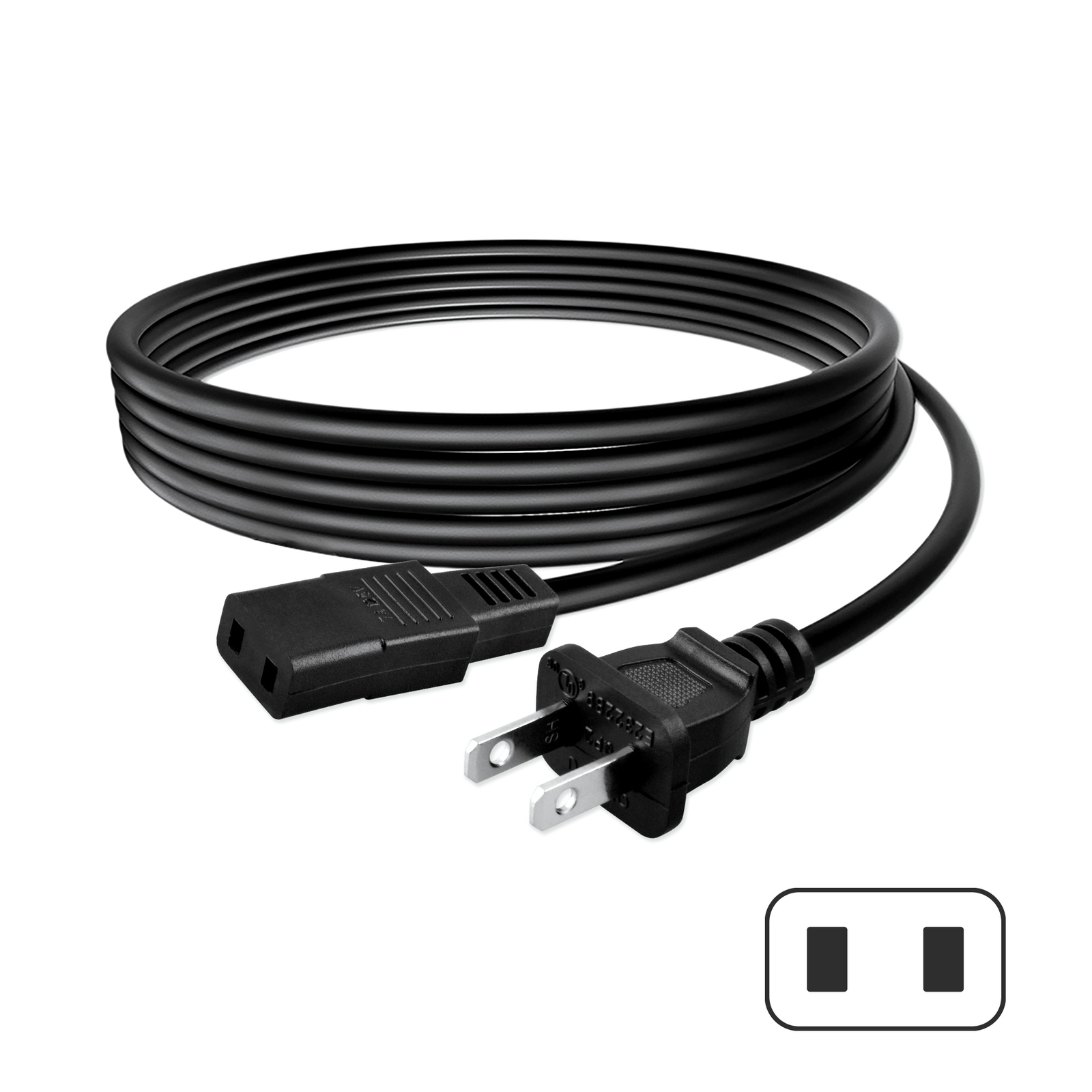 Aprelco 8ft Technology PWC-178 Power Cord Lead IEC C9 to NEMA 1-15P Cable PWC178