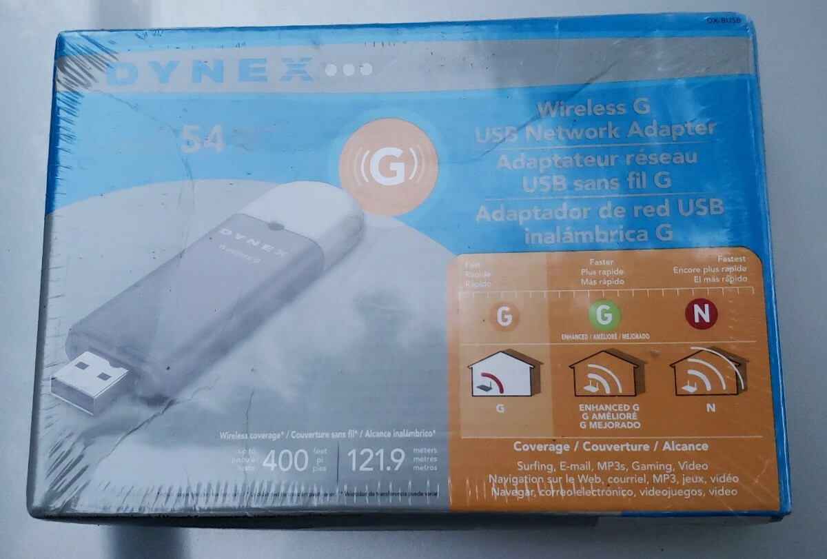 NIB Dynex USB WIRELESS G NETWORK ADAPTER  54 Mbps DX-BUSB (600603114434)