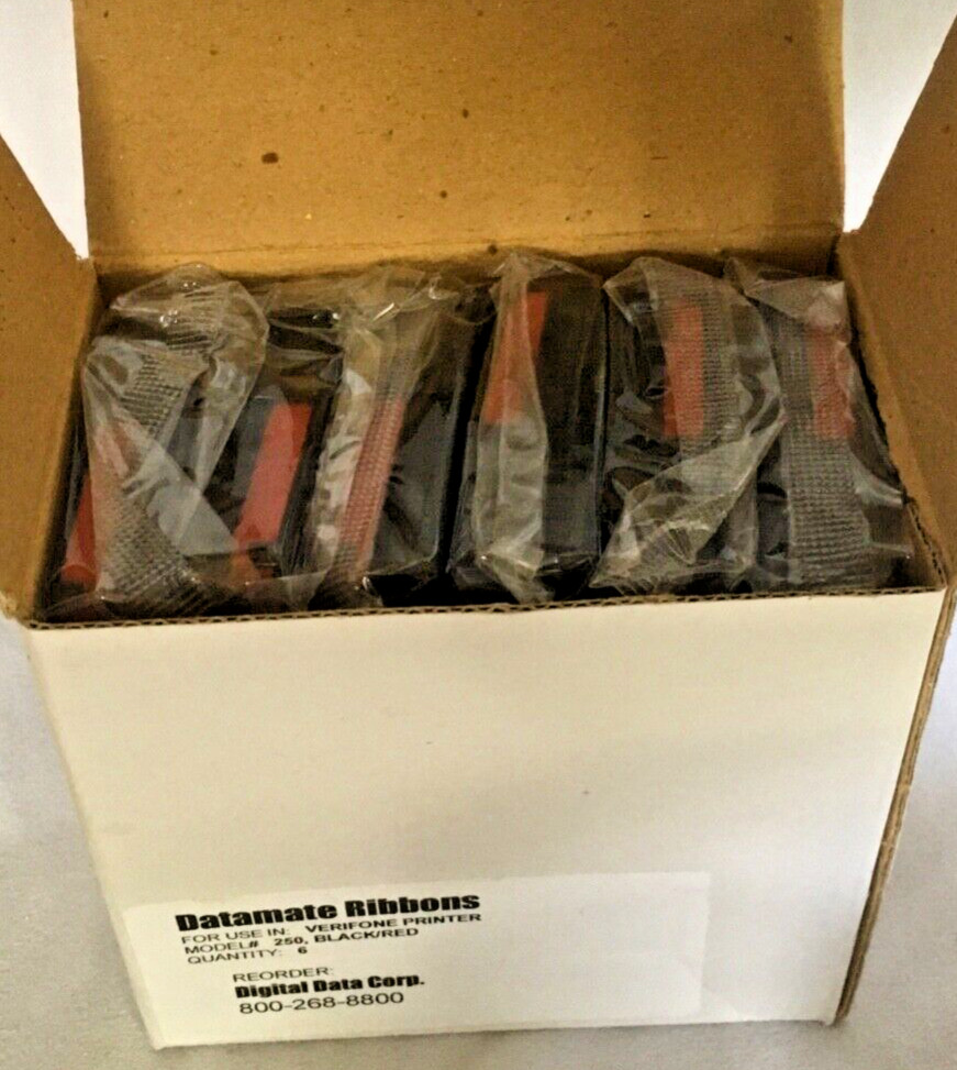 Six per Box Verifone Printer Model 250 Black/Red Ribbons Datamate