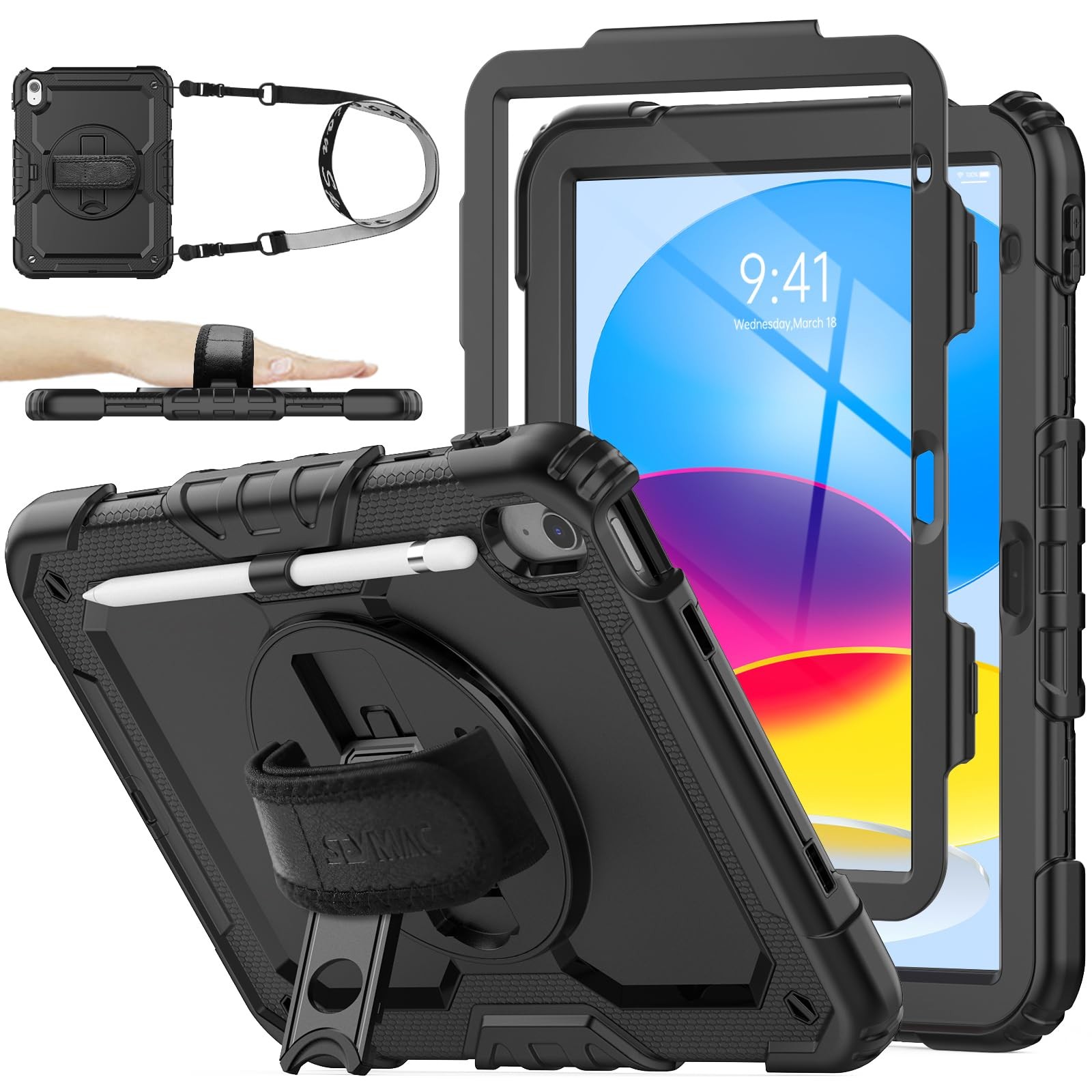 SEYMAC stock Case for iPad (A16) 11th/10th Generation 10.9 inch, Black