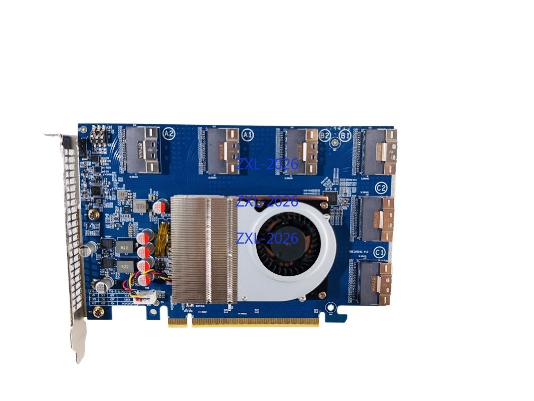 PLX88096 Expansion Card PCIe 4.0 x16 TO 6 X SFF-8654 SlimSAS NVMe Switch Adapter