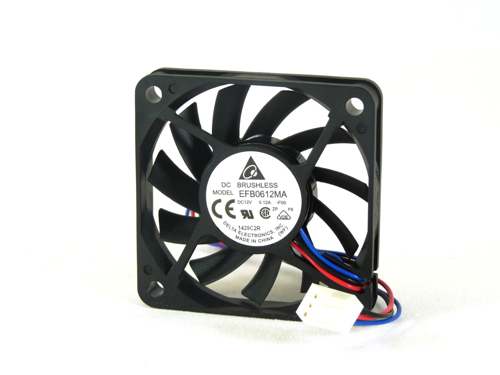 Delta EFB0612MA 29dBA Quiet Slim Case Fan 60x60x10mm 3600RPM 15.5CFM 3-pin 12VDC