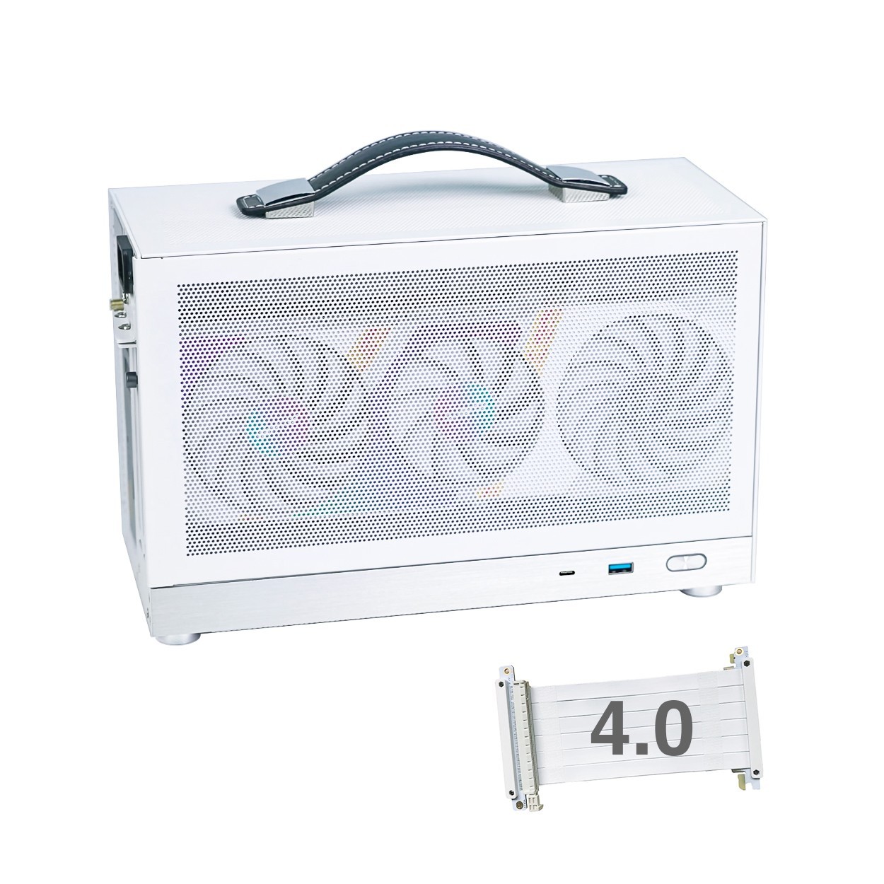S300 Portable Mini-ITX PC Case with PCIe Cable Fit Dual-Slot GPU