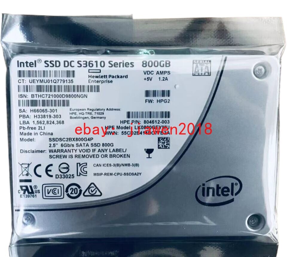 Intel DC S3610 800GB HPE SSD 2.5" SATA 6Gbs Solid State Drive SSDSC2BX800G4P