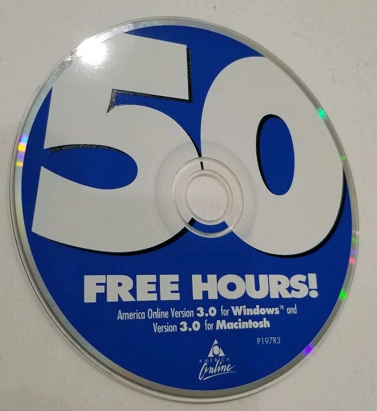 Vintage AOL America Online CD 3.0 Mac + Windows Together. 50 Hours Free RARE