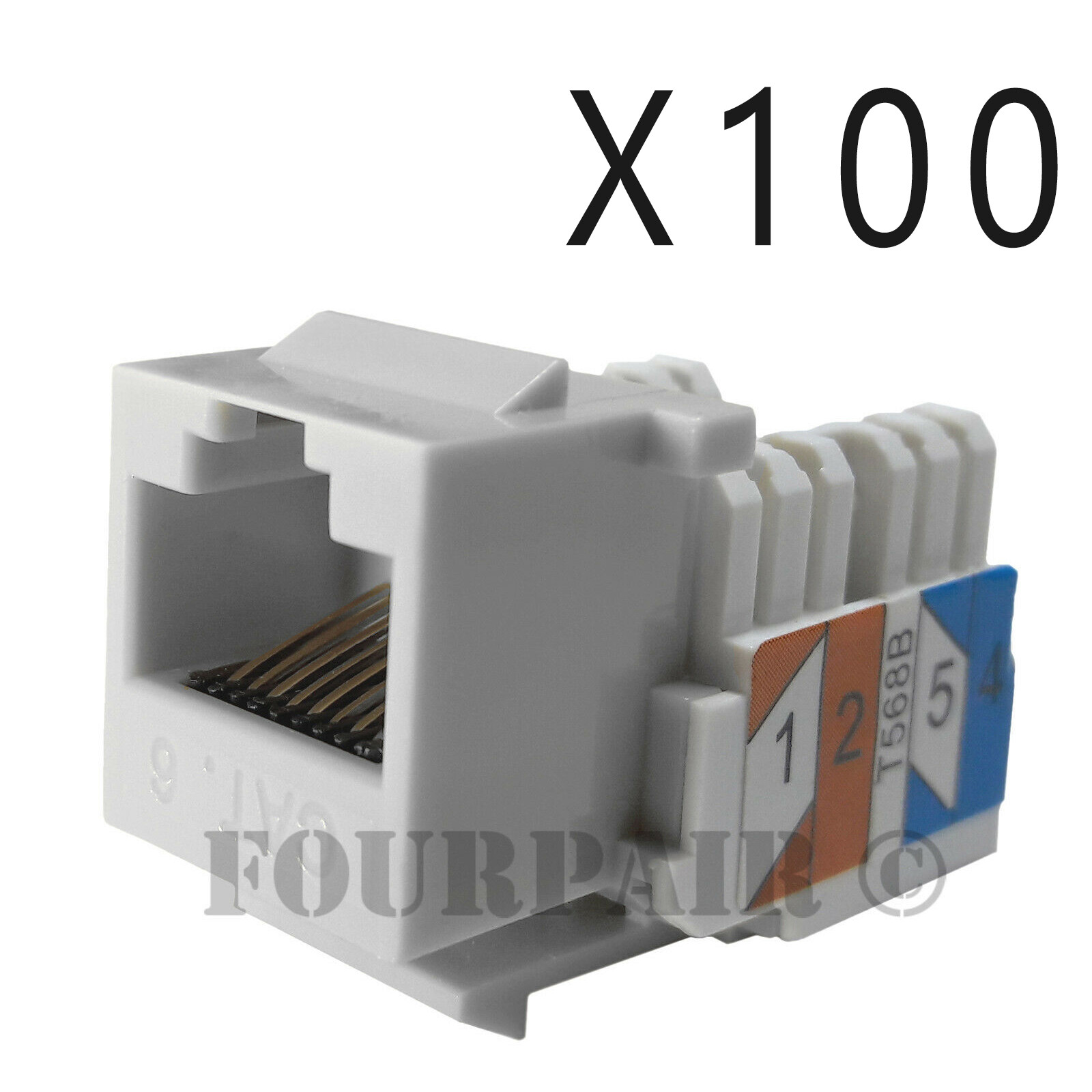100x Pack Lot CAT6 Network RJ45 Port 110 Punch Down Keystone Snap-In Jack White