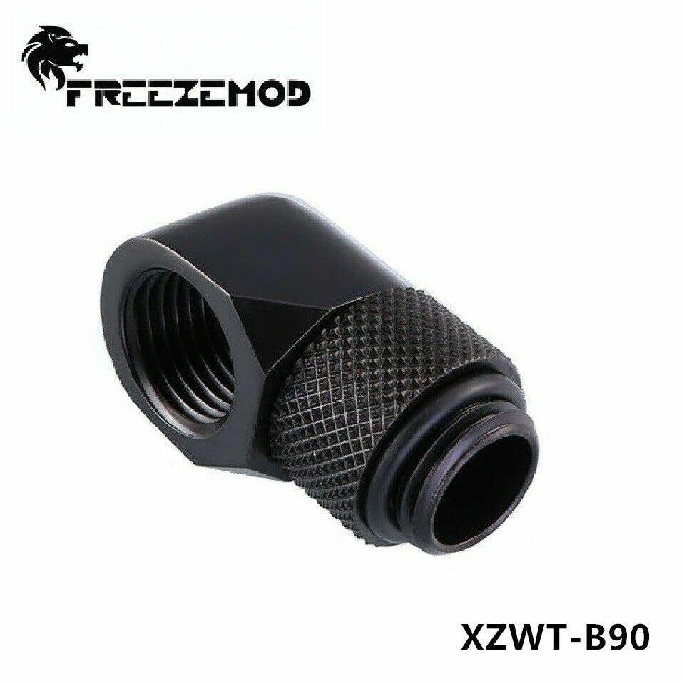 FreezeMod Angled 90 Degree G1/4 Rotary Fitting Male to Female Water Cooling BLK
