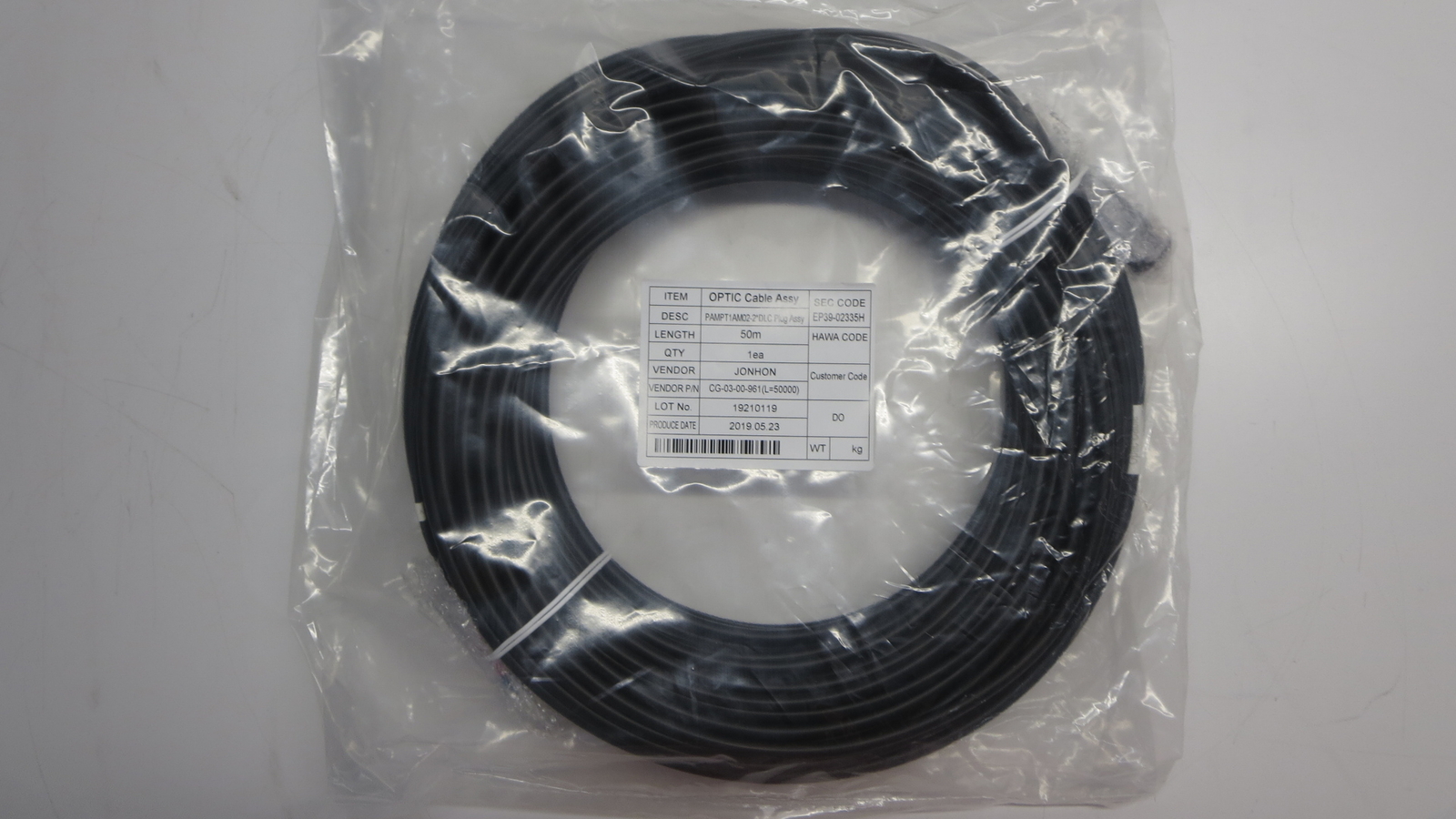 AVIC JONHON OPTRONIC TECH PAMPT1AM02-2 50m, Optical Patch Cord, SMF, Duplex