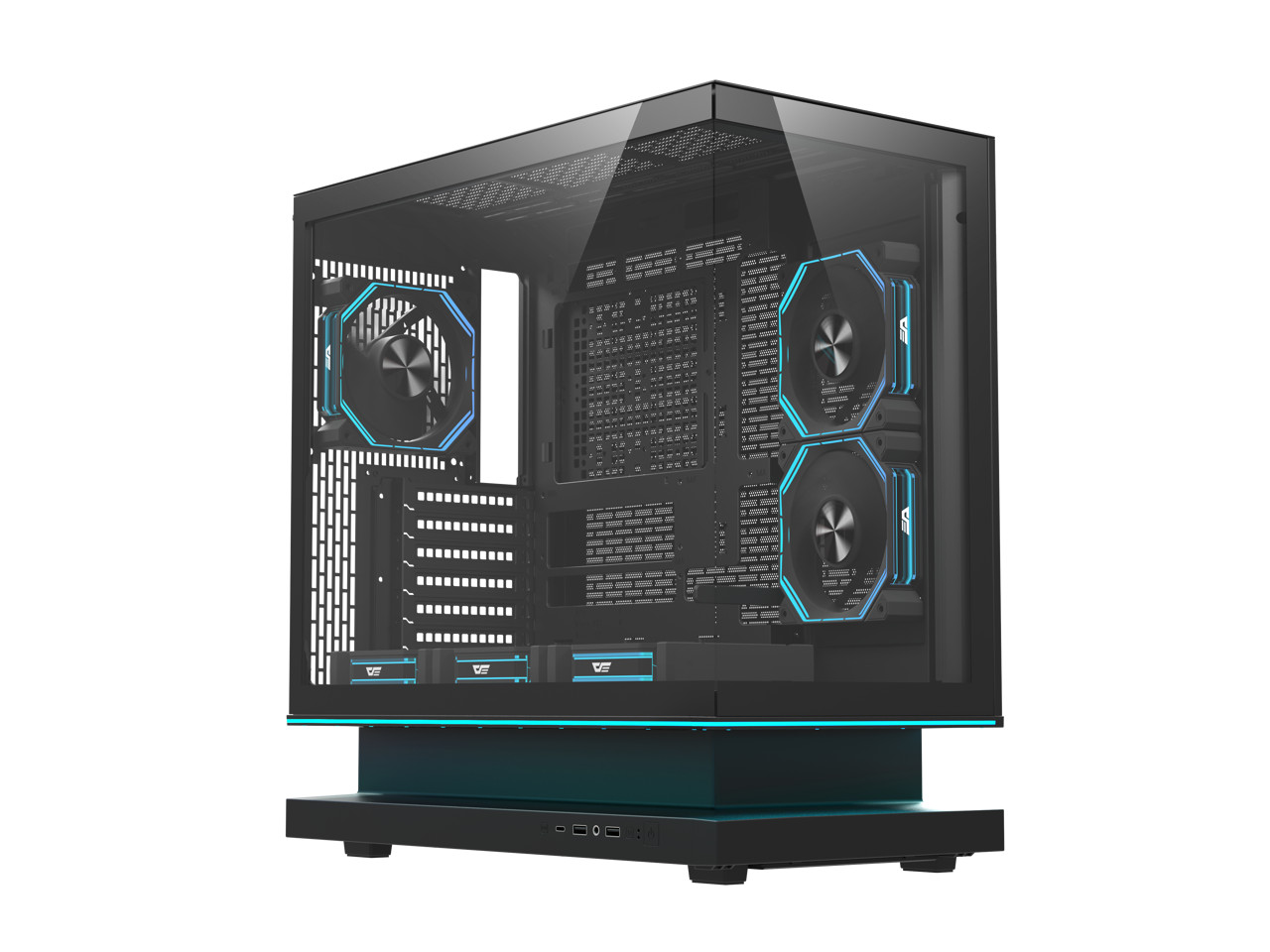 darkFlash FLOATRON F1 ATX Mid Tower Gaming PC Case, 270° Frameless Tempered