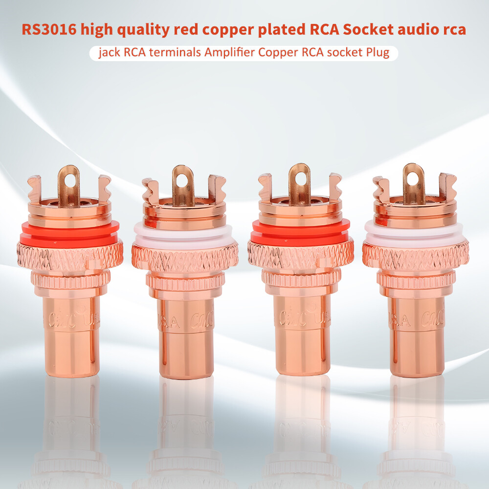 4pcs CMC RCA Socket Red Copper Plated Audio RCA Jack RCA Terminals Amplifier