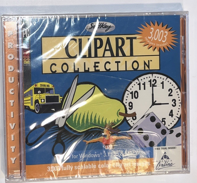 1997 Softkey Paintbrush 3003 Clipart Collection PC For Windows 3.1. New/Sealed.I
