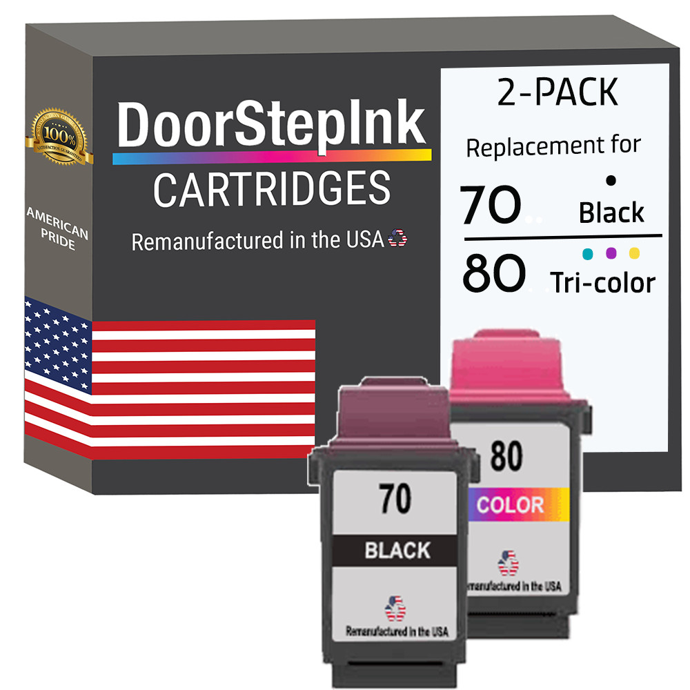 DoorStepInk Compatible Ink Cartridges for Lexmark #70 Black & #80 Tri-Color-USA