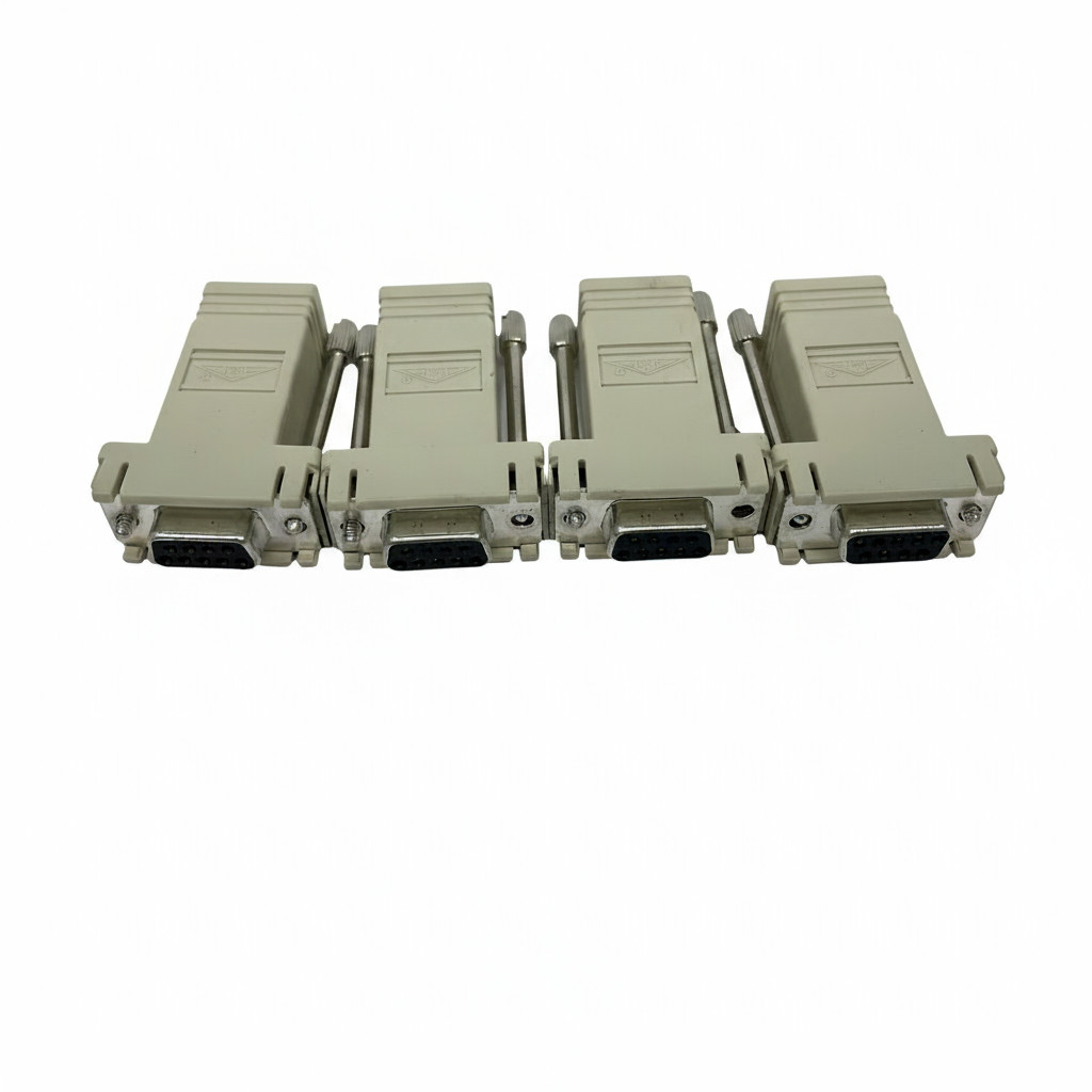 Lot of 4 L-com DB9 Female to RJ45 Modular Adapters Beige Serial Console