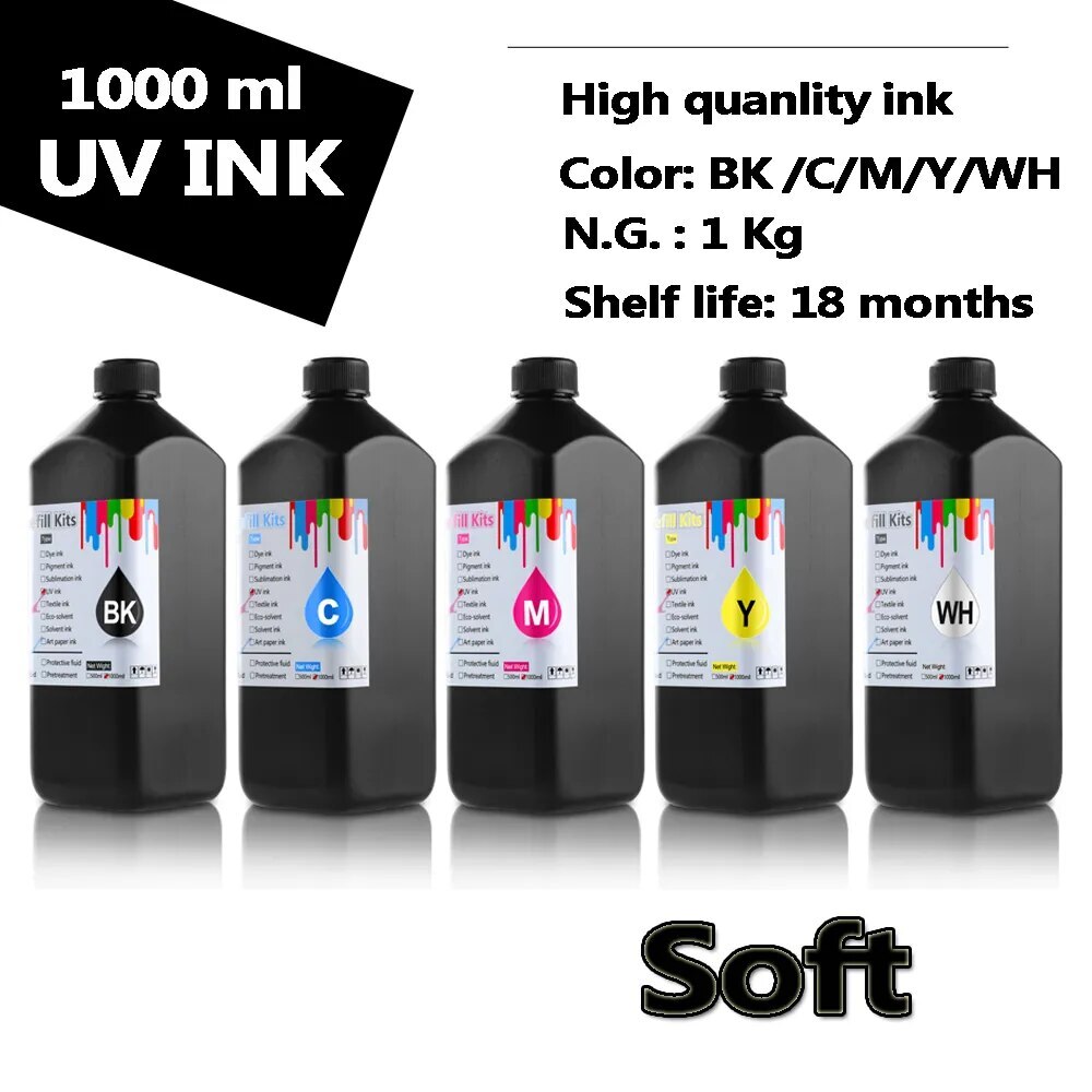 1000ML Led UV ink For Epson DX5/6/7/9/10 XP600 TX800 WF5110 WF7610 L800/805 1390