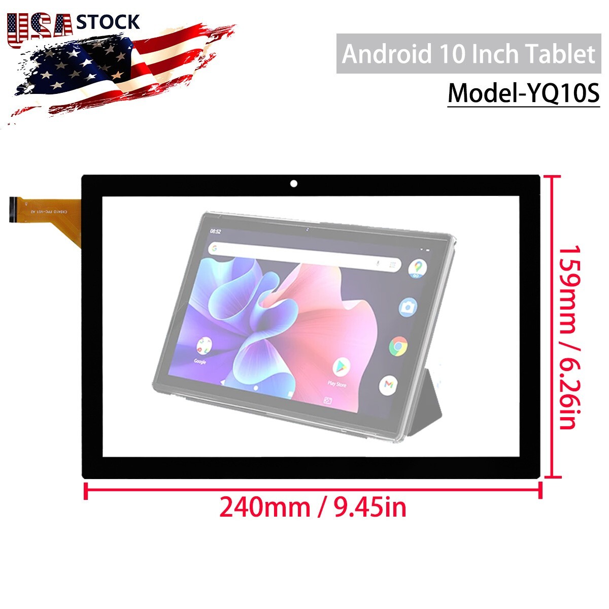 New Touch Screen Digitizer Glass Panel for Android 10 Inch Tablet Model: YQ10S