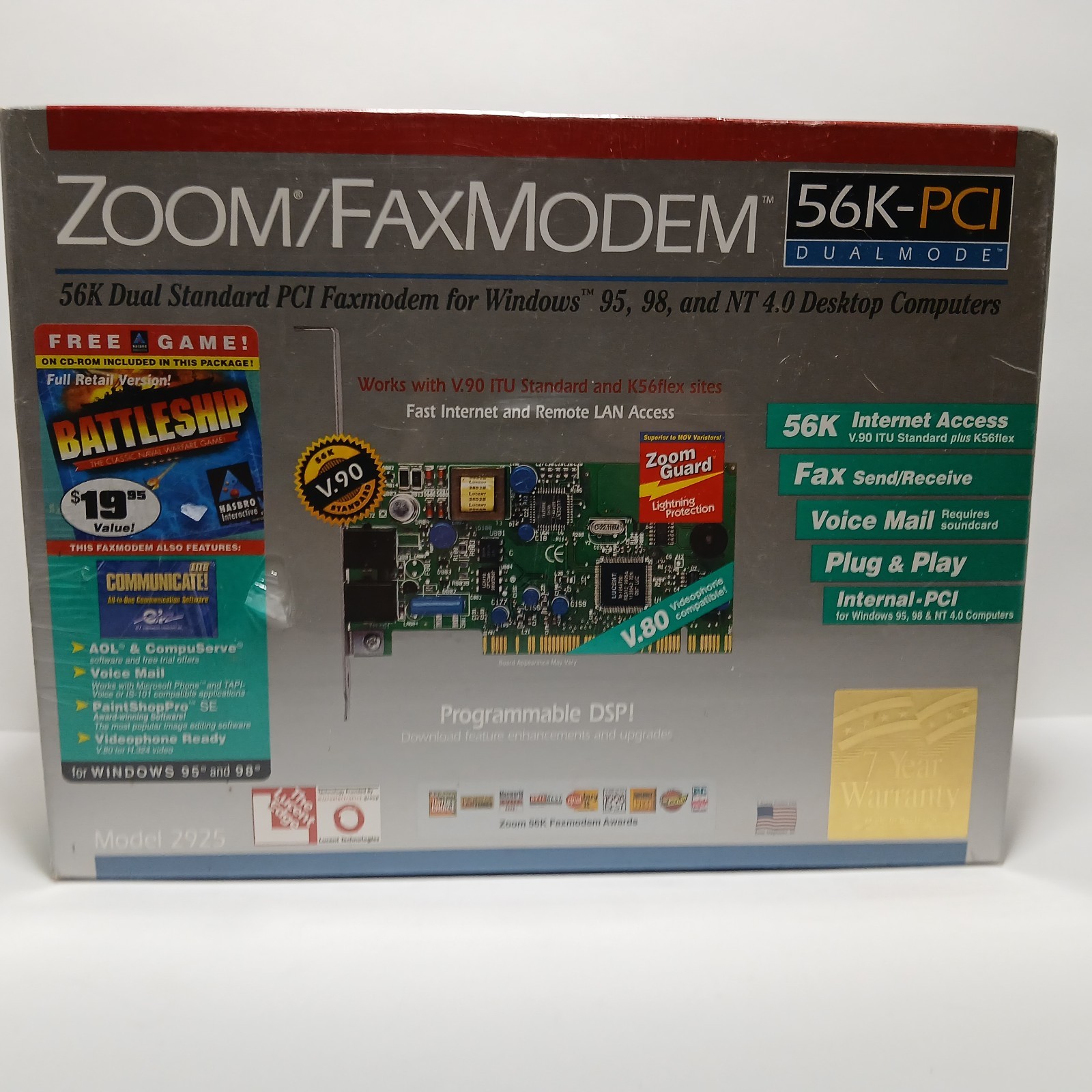 Zoom/fax Modem 56k Dual Standard comes with battle ship on cd rom