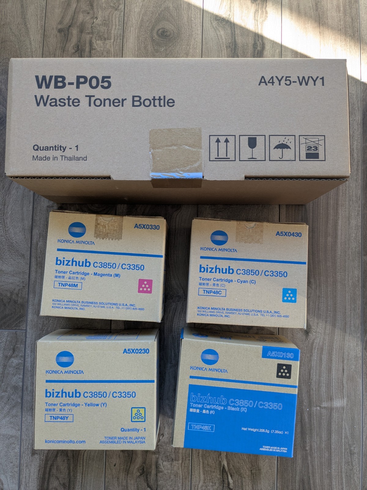 Konica Minolta TNP48 Toner Set Yellow Magenta Cyan Black C3350 C3850 A5X0 Waste
