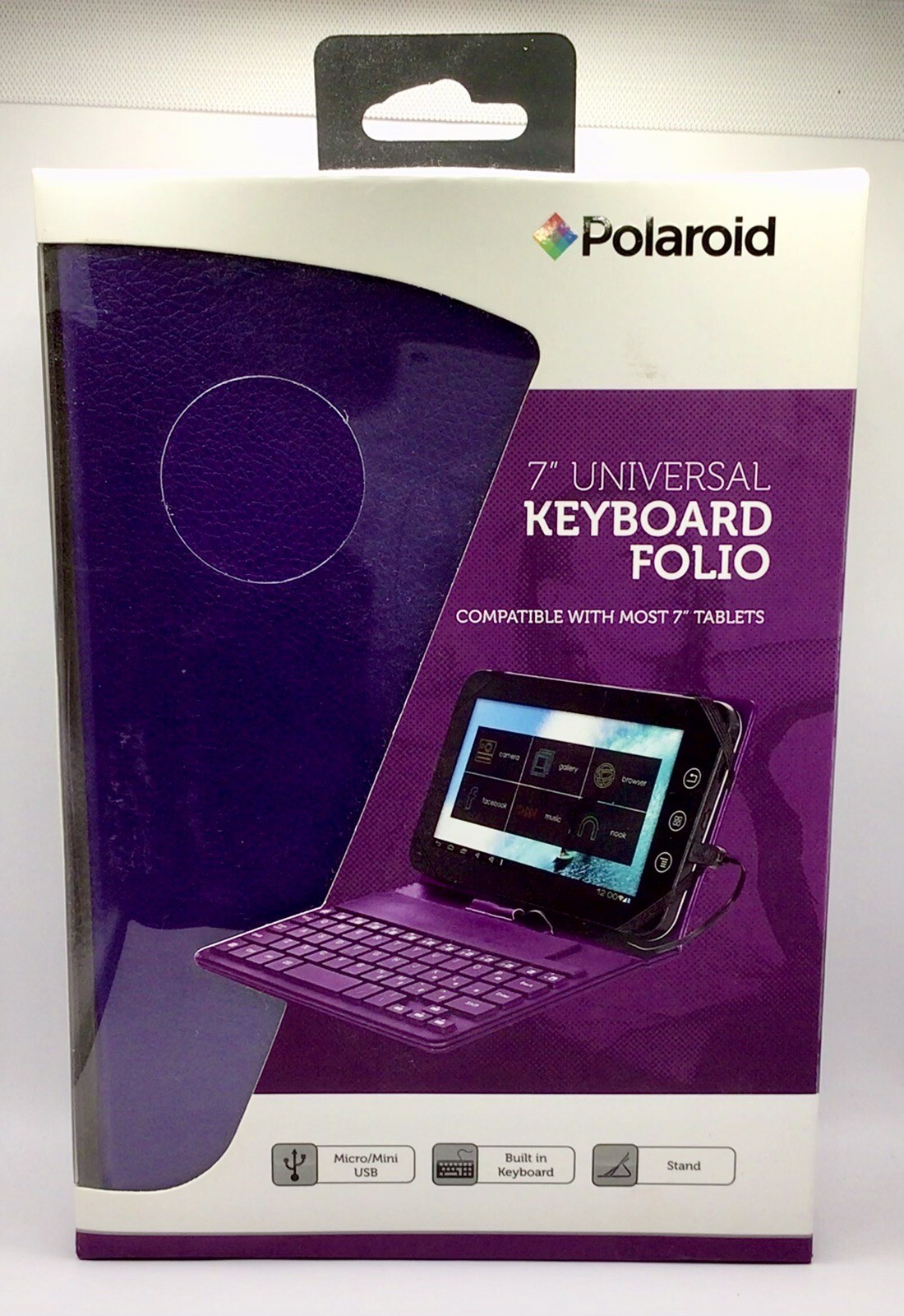 Polaroid 7" Universal Folio Tablet Case Stand w/ Keyboard - PURPLE 🤩