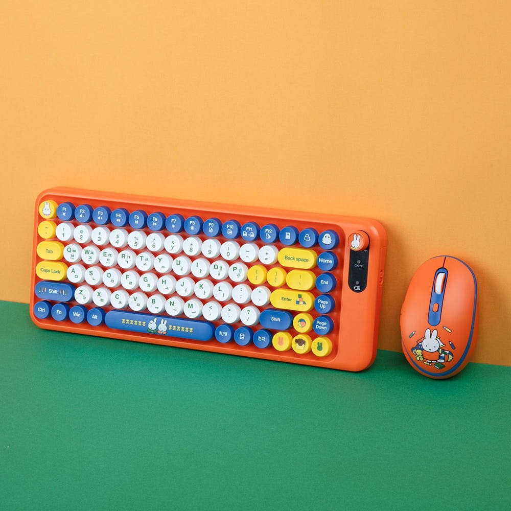 Miffy Wireless Keyboard Mouse Set Bluetooth 2.4GHz Quiet Korean English ROYCHE