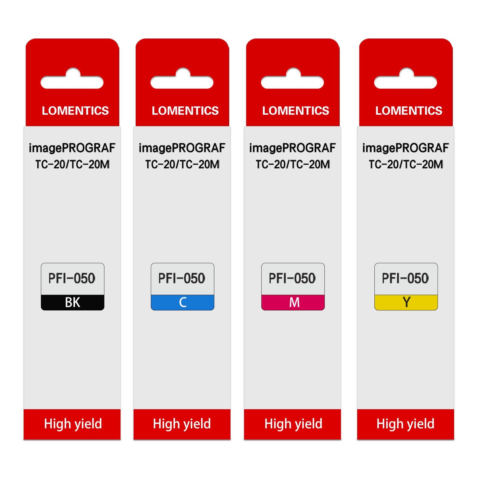 LOMENTICS PFI-050 Pigment Ink Tank 70ML (4-Pack, Black Cyan Magenta Yellow)