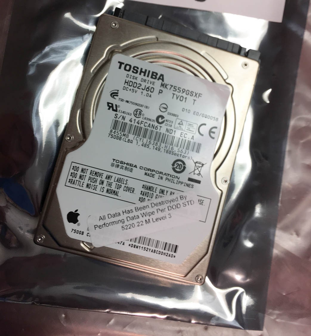 TOSHIBA 750GB HARD DRIVE LAPTOP MK7559GSXF HDD2J60 P TV01 T 5400rpm