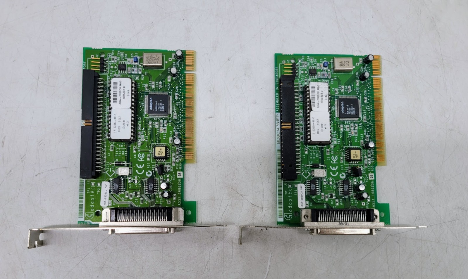 Lot of 2 Adaptec AHA-2930CU PCI SCSI Controller Card for Apple2 Mac Power Mac