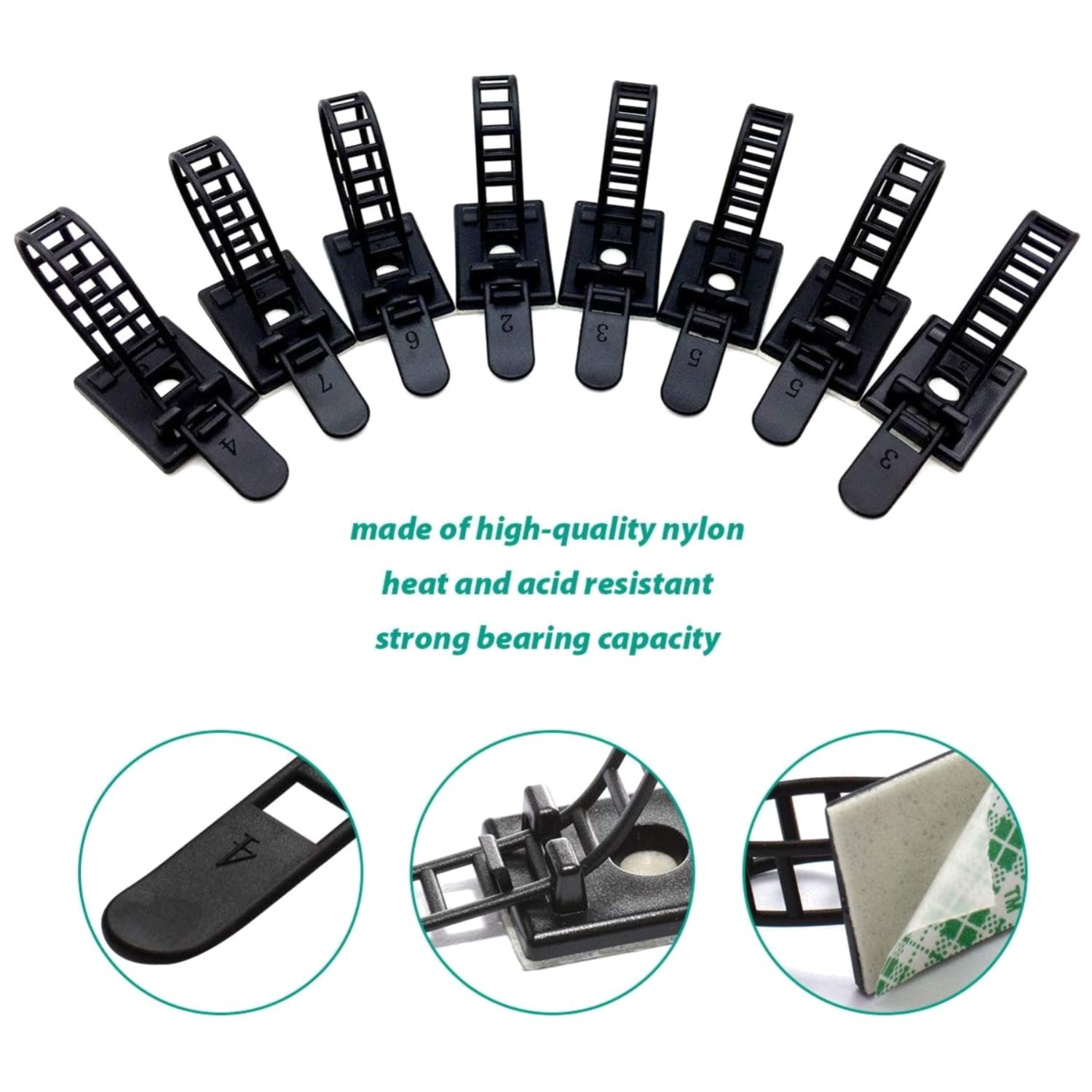 Durable Cable Management Clips 200 Pack