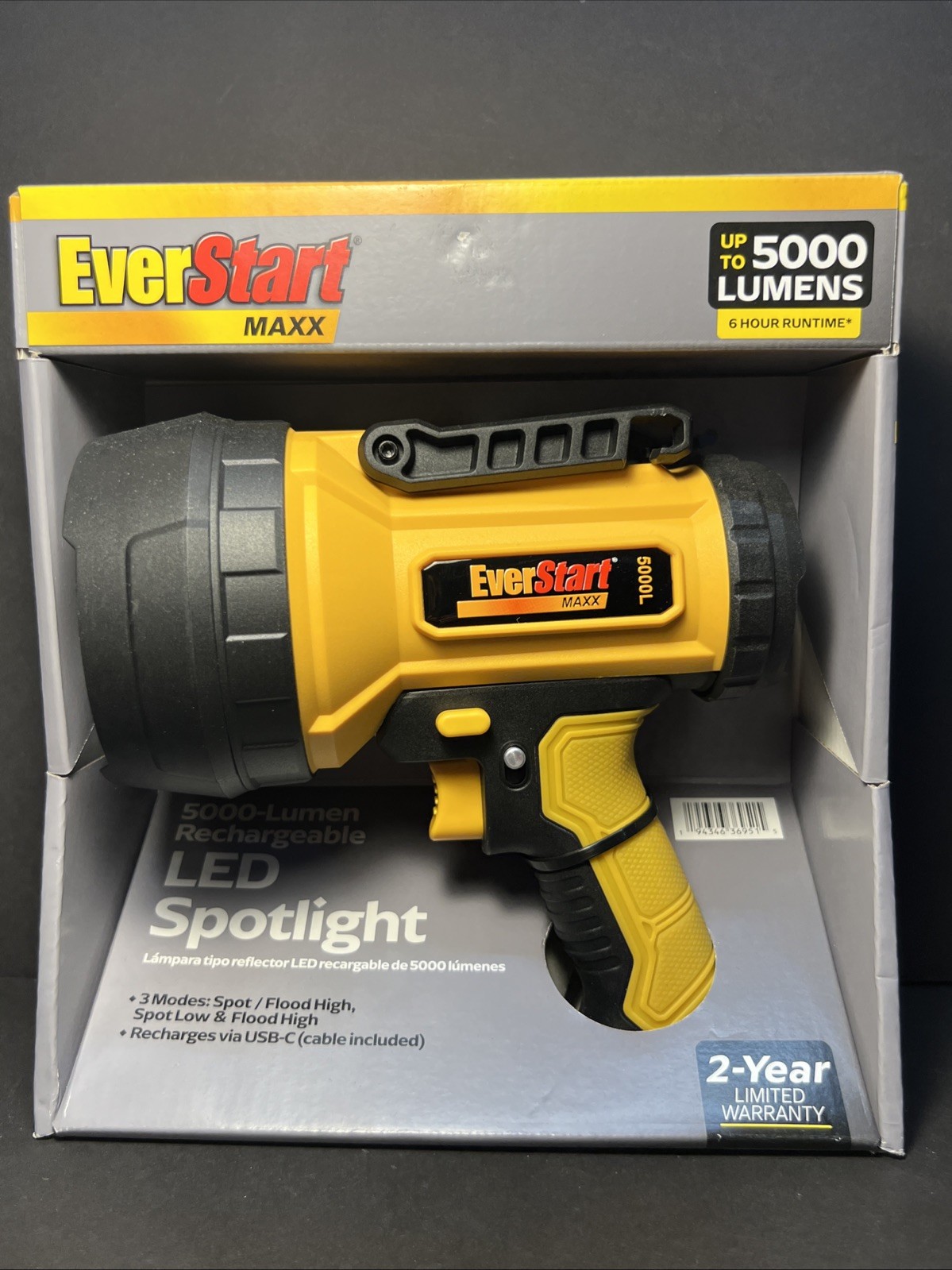 EverStart Maxx  5000 Lumens Recharcheable LED Spotlight SUPER BRIGHT 6 Hr Run*
