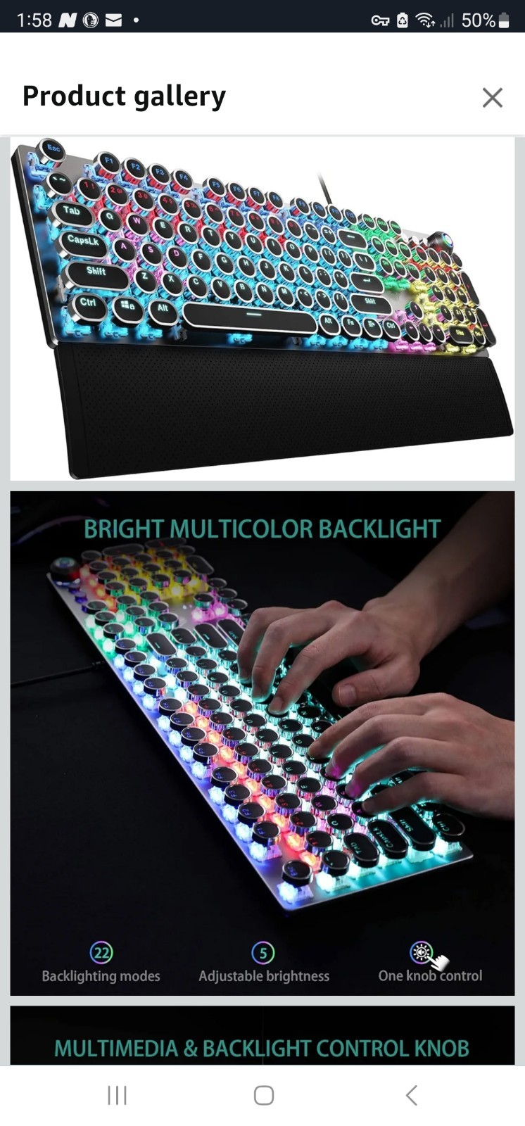AULA F2088 Typewriter Style Mechanical Gaming Keyboard Blue Switches,Rainbow ...