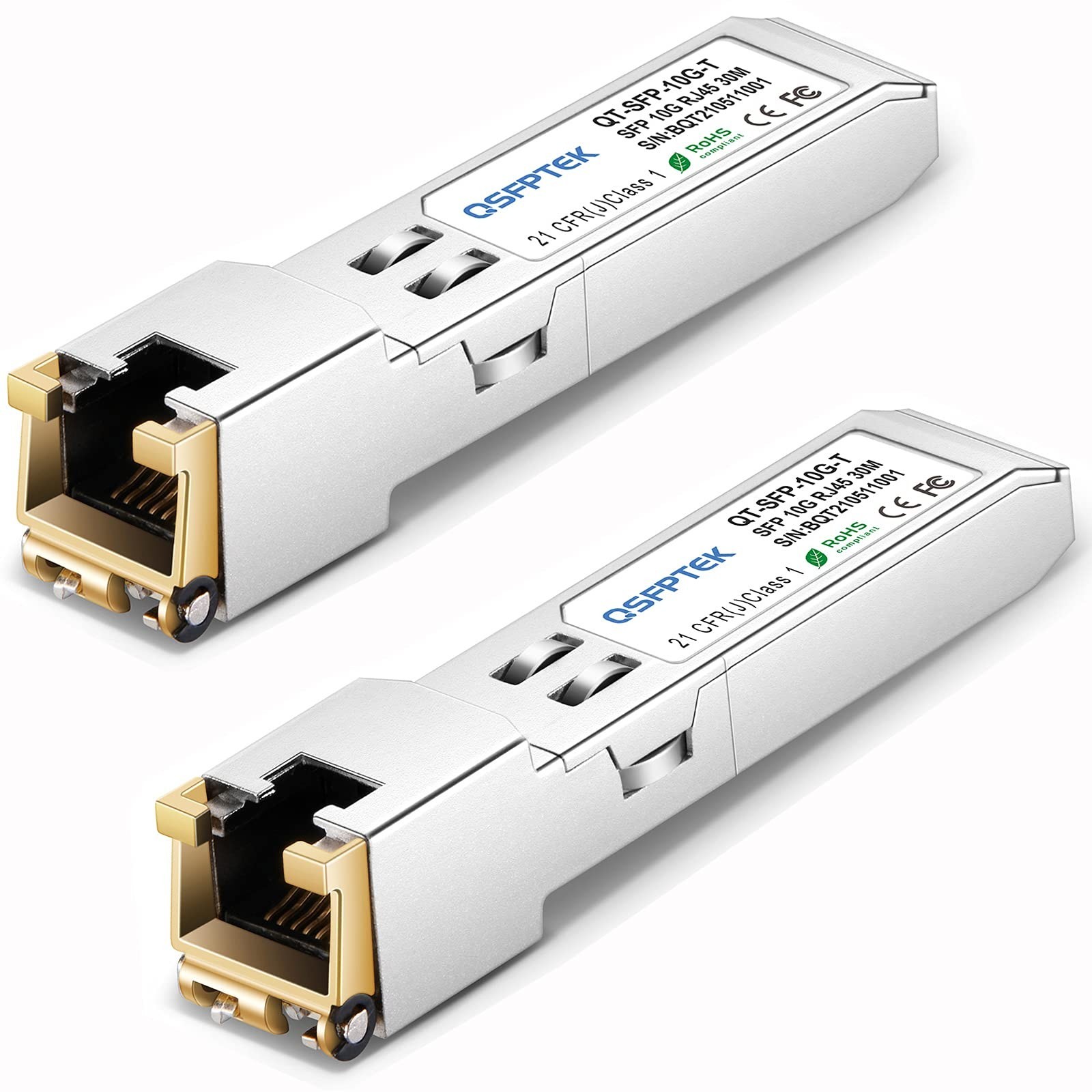 2Pack 10GBASE-T SFP+ Module, 10G SFP+ to RJ45 Copper, 10gbe SFP Ethernet Opti...