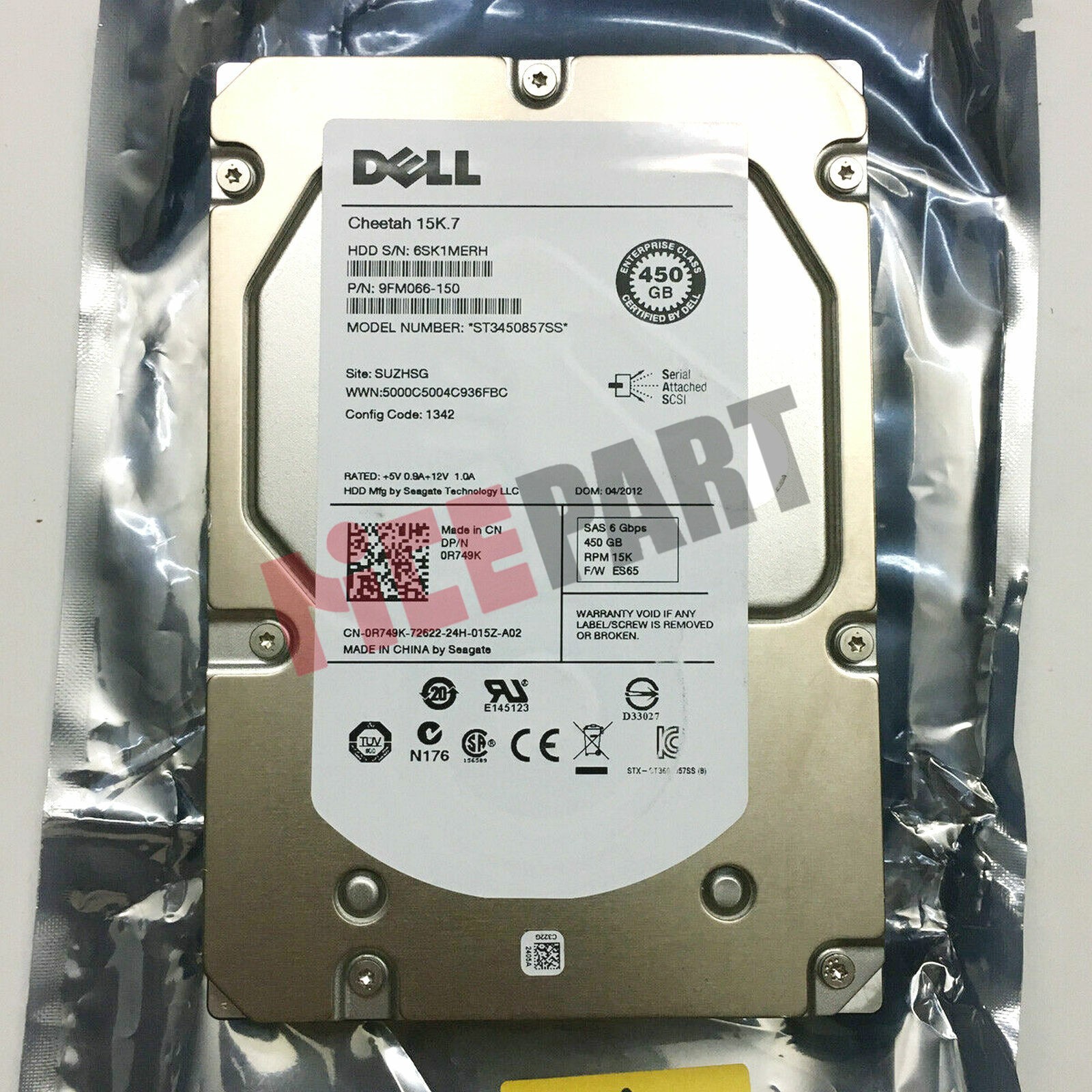 Dell ST3450857SS 450GB R749K 0R749K 15K RPM 6Gb/s 16MB 3.5" SAS HDD Hard Drive
