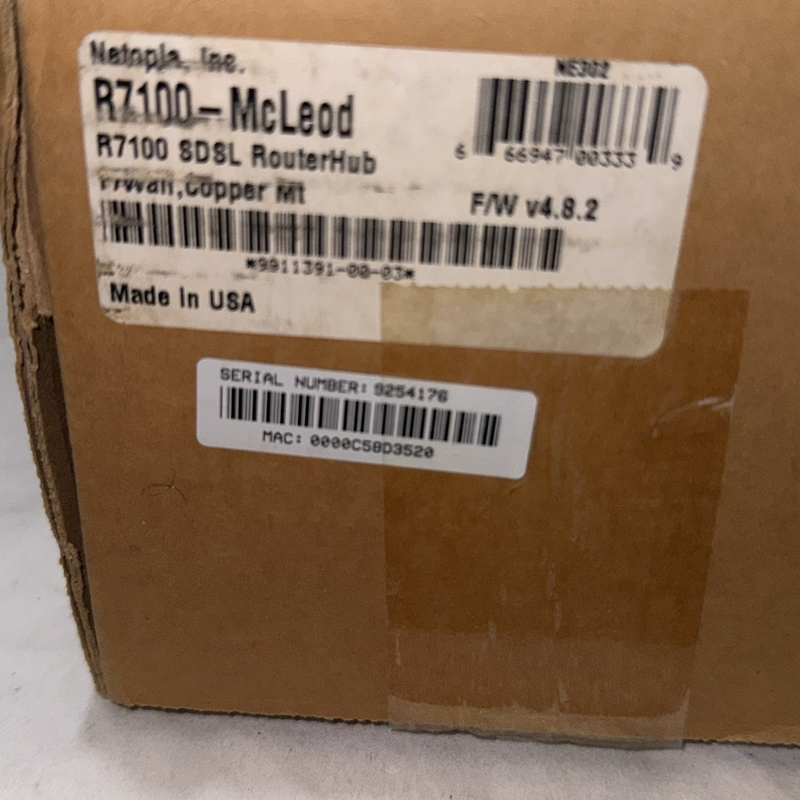 Netopia R7100-McLeod SDSL RouterHub Firewall McLeodUSA Open Box NOS Complete