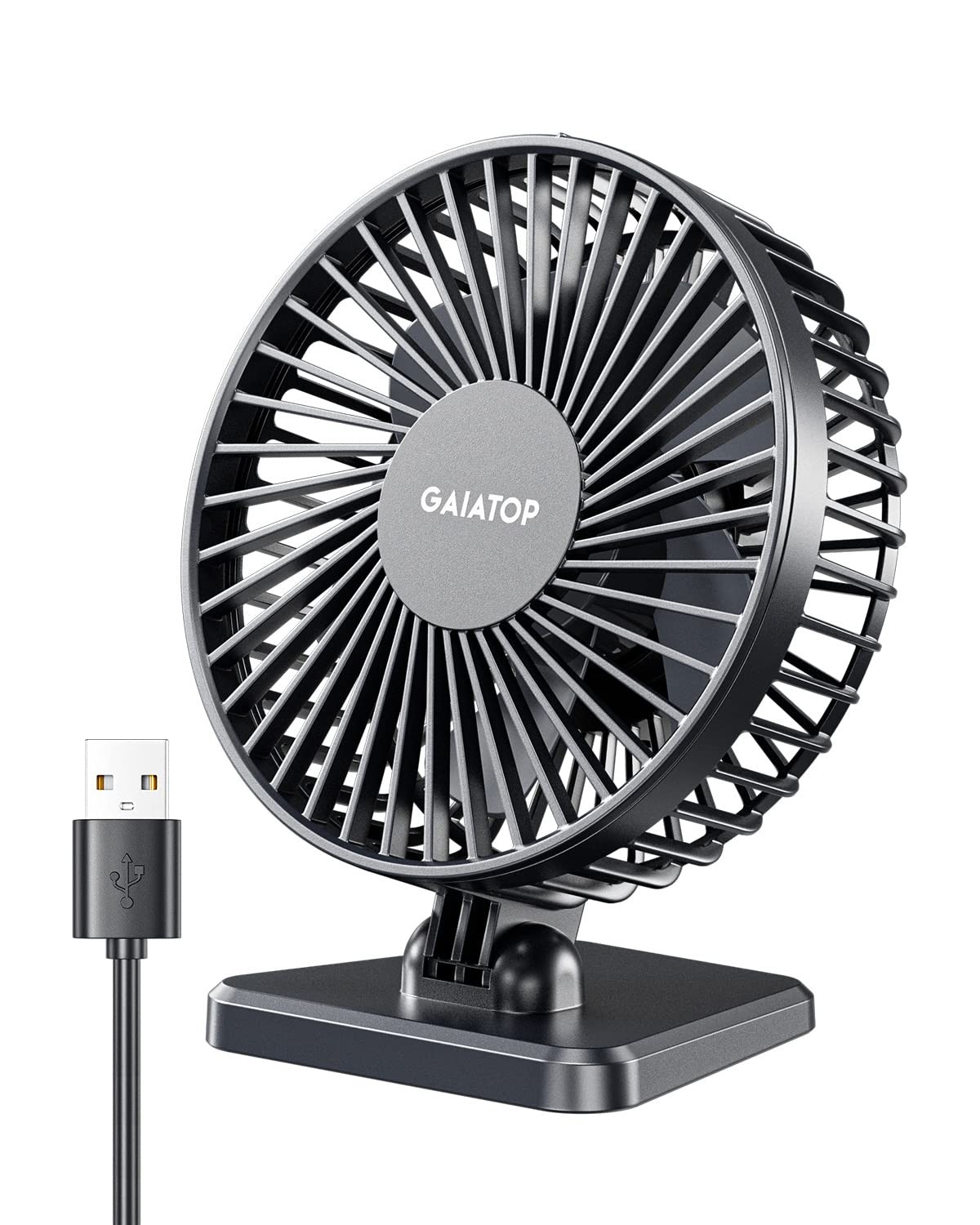 Gaiatop USB Desk Fan, Personal Portable Quiet Small Table Small, Black