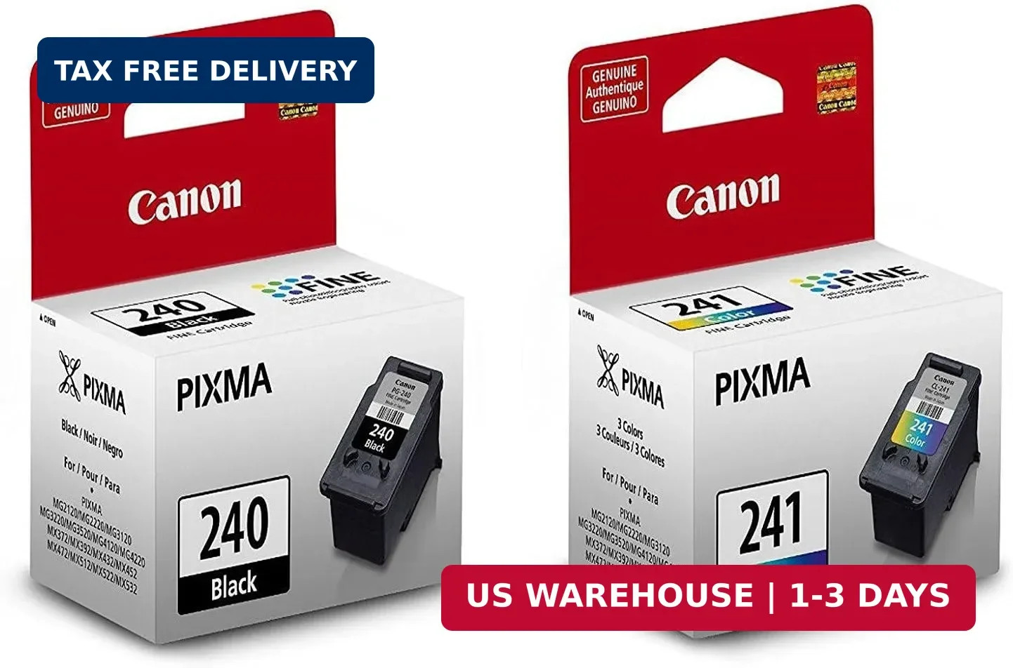 Canon Pixma PG-240 Black & CL-241 Color Ink Cartridges