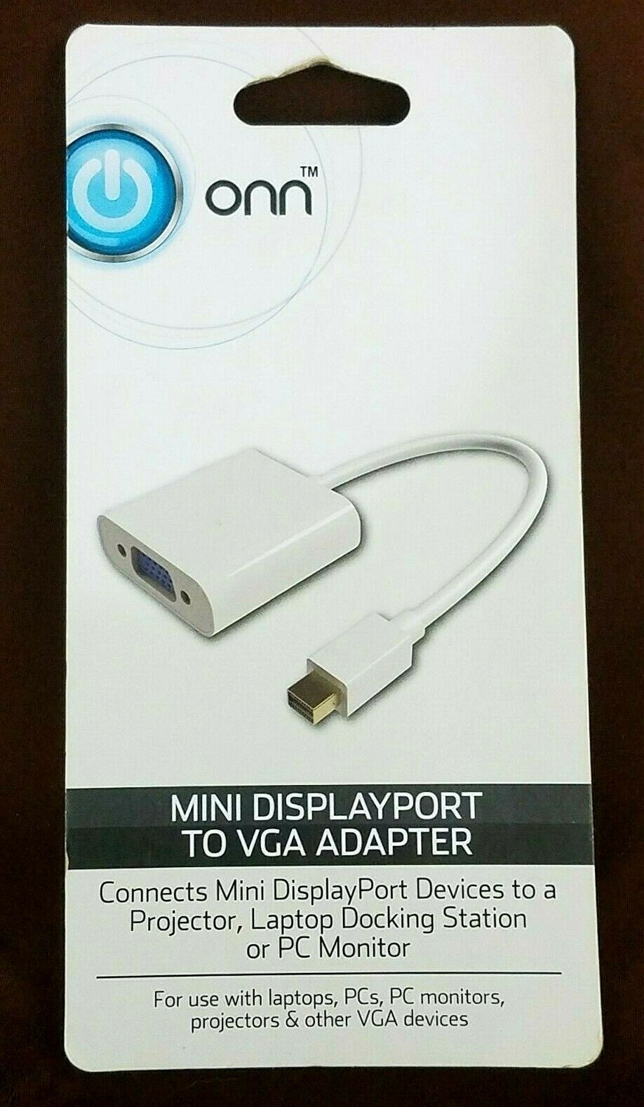 ONN ONA17AV052 Mini DisplayPort to VGA Adapter Mini DP to VGA Display White