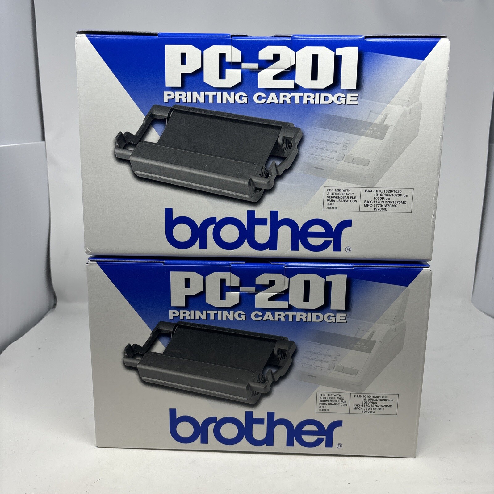 2 - Genuine Brother PC-201 Printing Cartridges Black - New Open Box. Unknown EXP