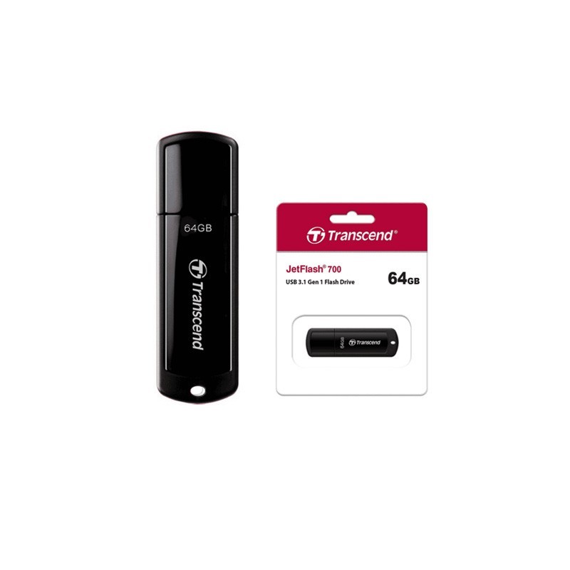 10 Count 64GB Transcend JetFlash 700 USB3.1 (Gen 1) Flash Drive Black