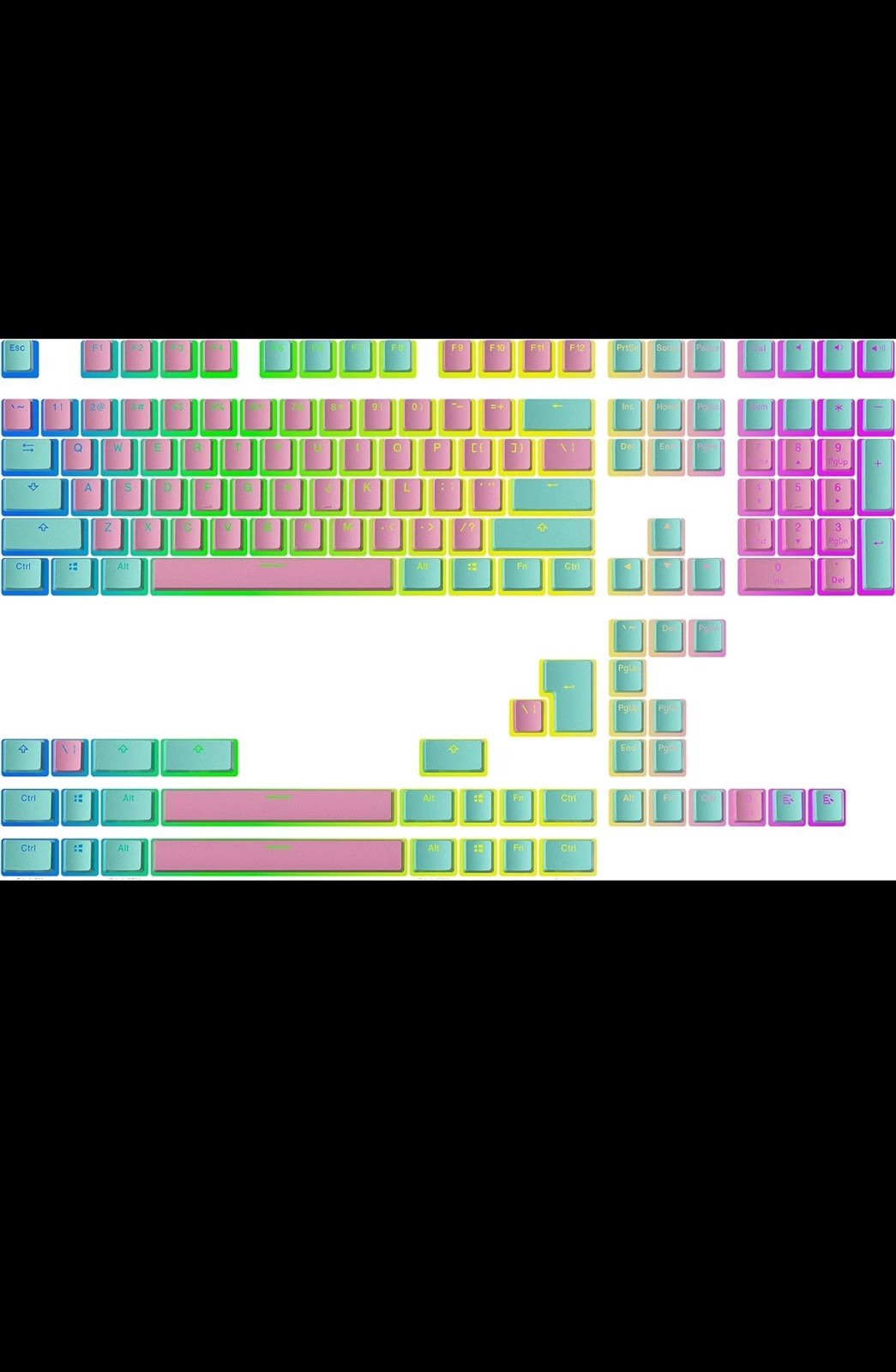 Ranked Pudding v2 PBT Keycaps | 112 Double Shot 112 Keys, Miami Vice