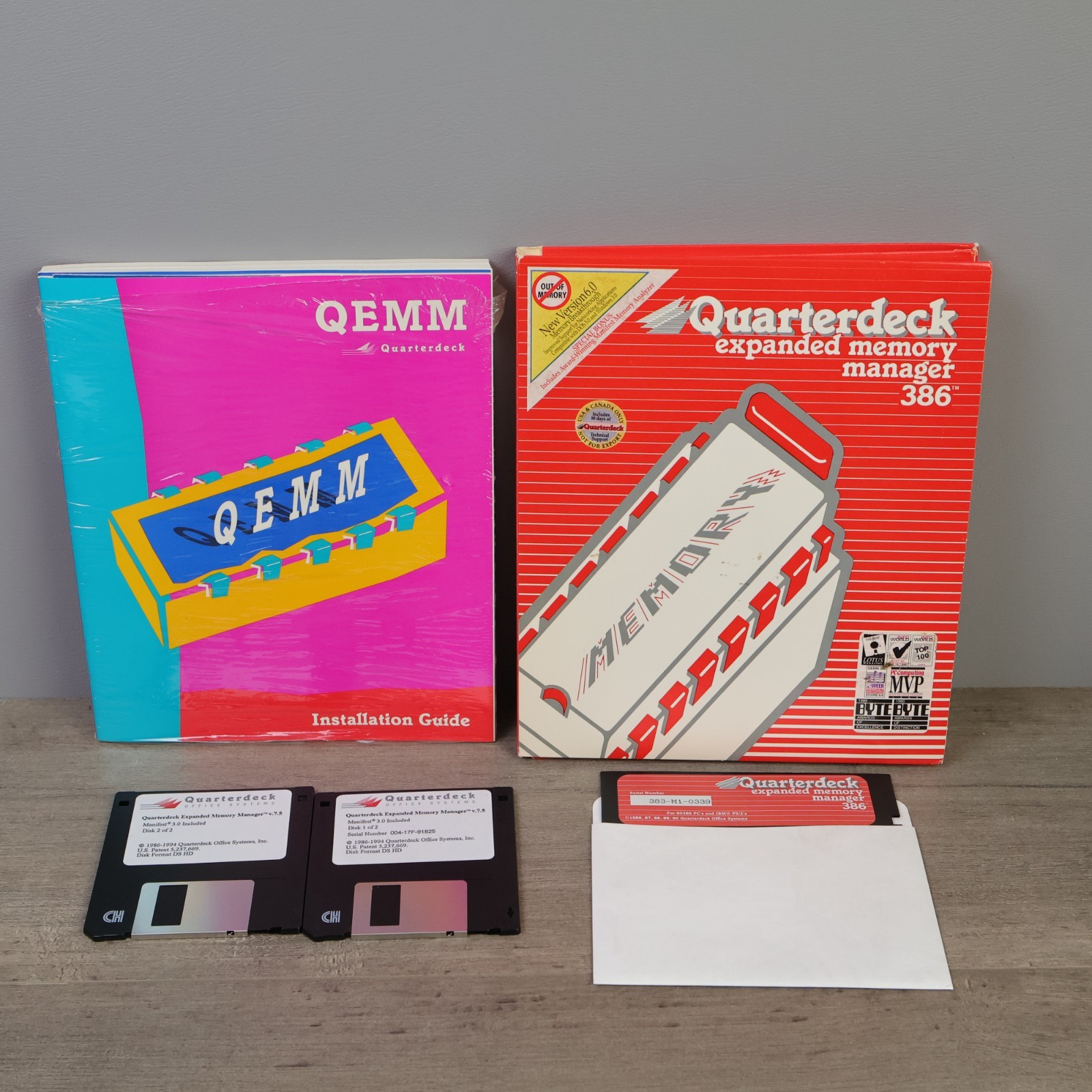Quarterdeck QEMM 386 Expanded Memory Manager Lot v7.5 Manifest Manuals Disks