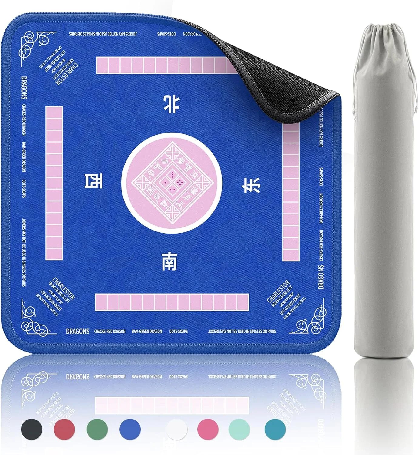 Mahjong Mat - Non-Slip Noise Reduction Gaming Mat 32.4x32.4 Inch for Mahjong/Pok