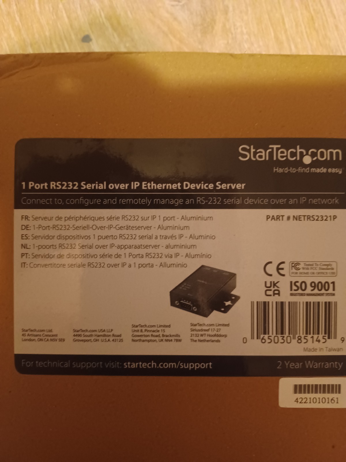 STARTECH  1 port RS232 Serial Over IP Ethernet Device Server NETRS2321P