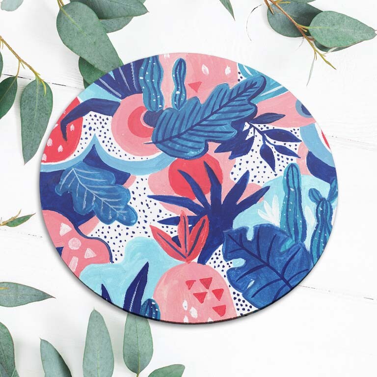 Abstract Leaf Watercolor Nature Mouse Pad Mat Office Desk Table Accessory Gift